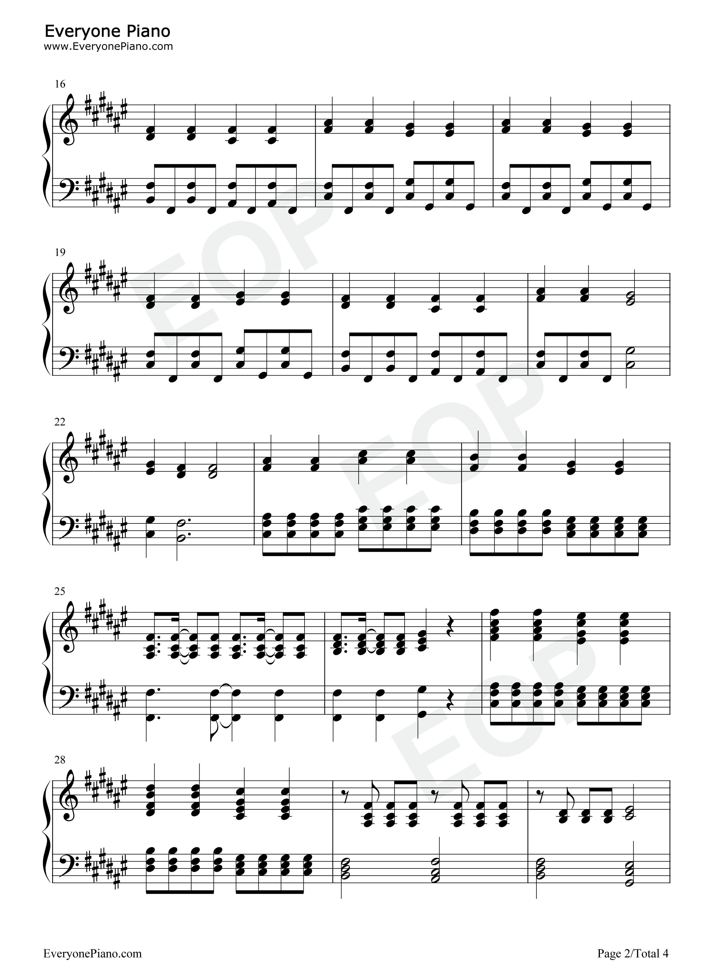 岁月神偷合唱版钢琴谱_汪苏泷_刘乐瑶