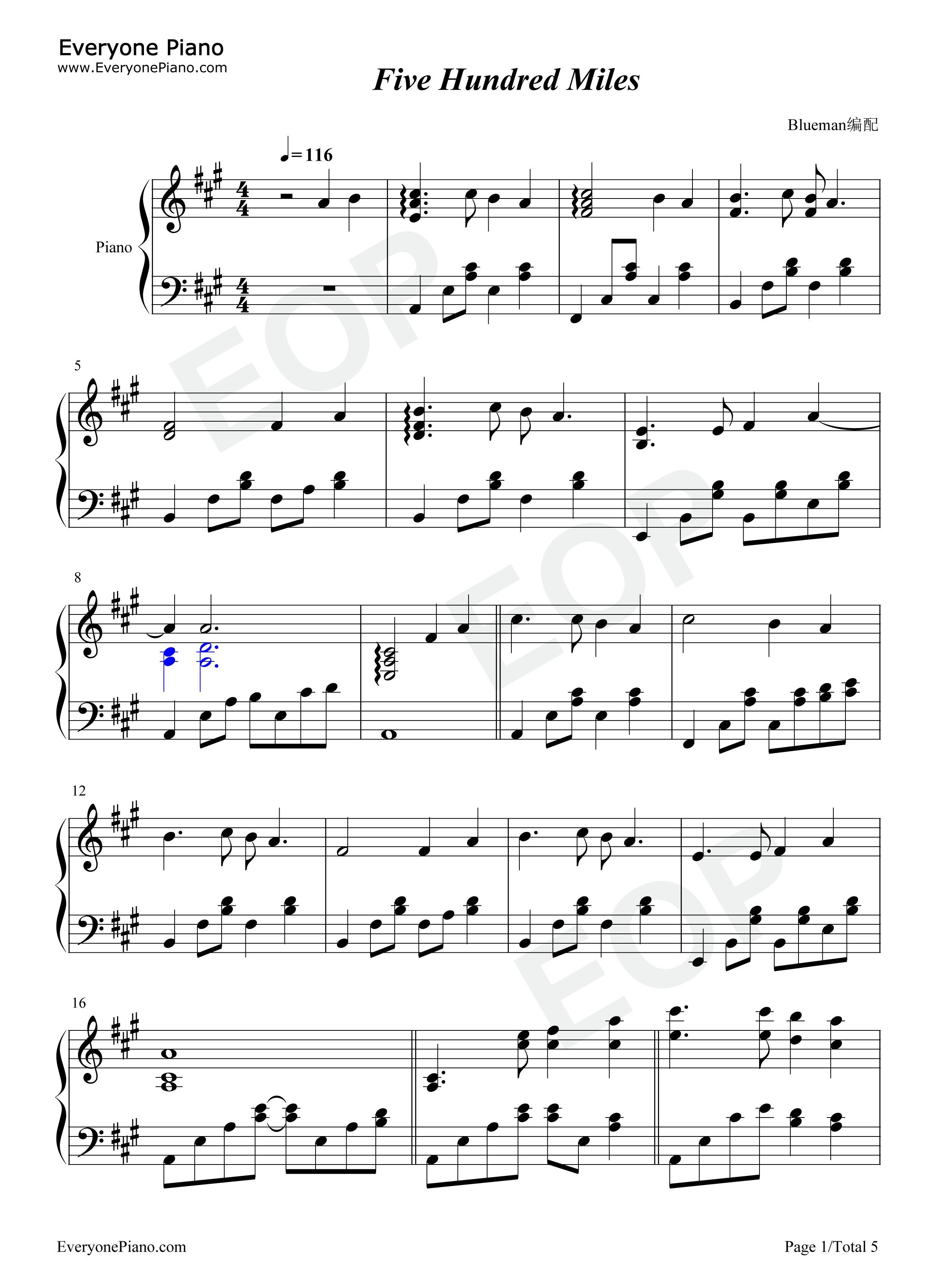 Five_Hundred_Miles钢琴谱_Justin_Timberlake_Carey_Mulligan_Stark_Sands