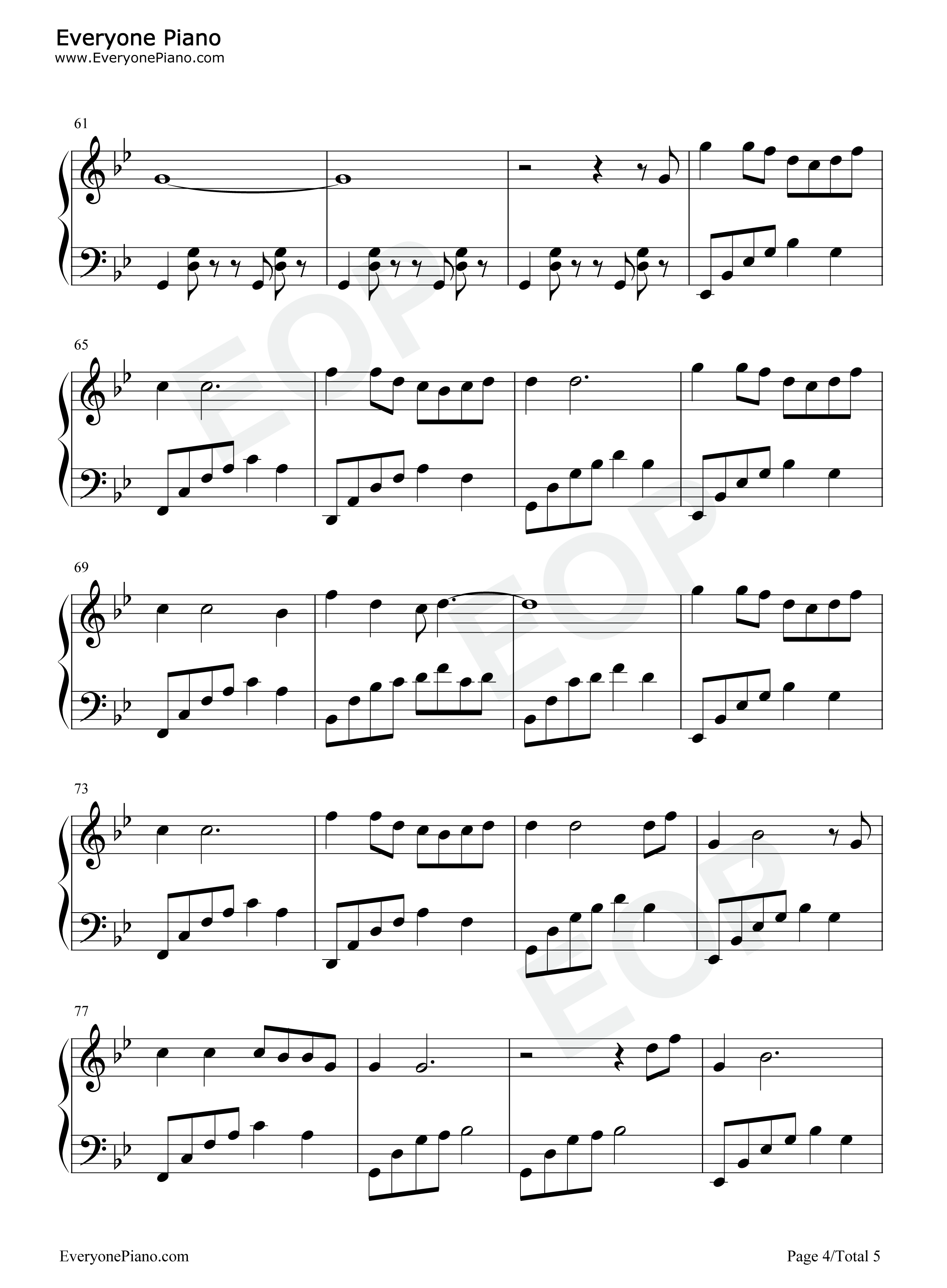 依兰爱情故事钢琴谱_方磊_贾玲