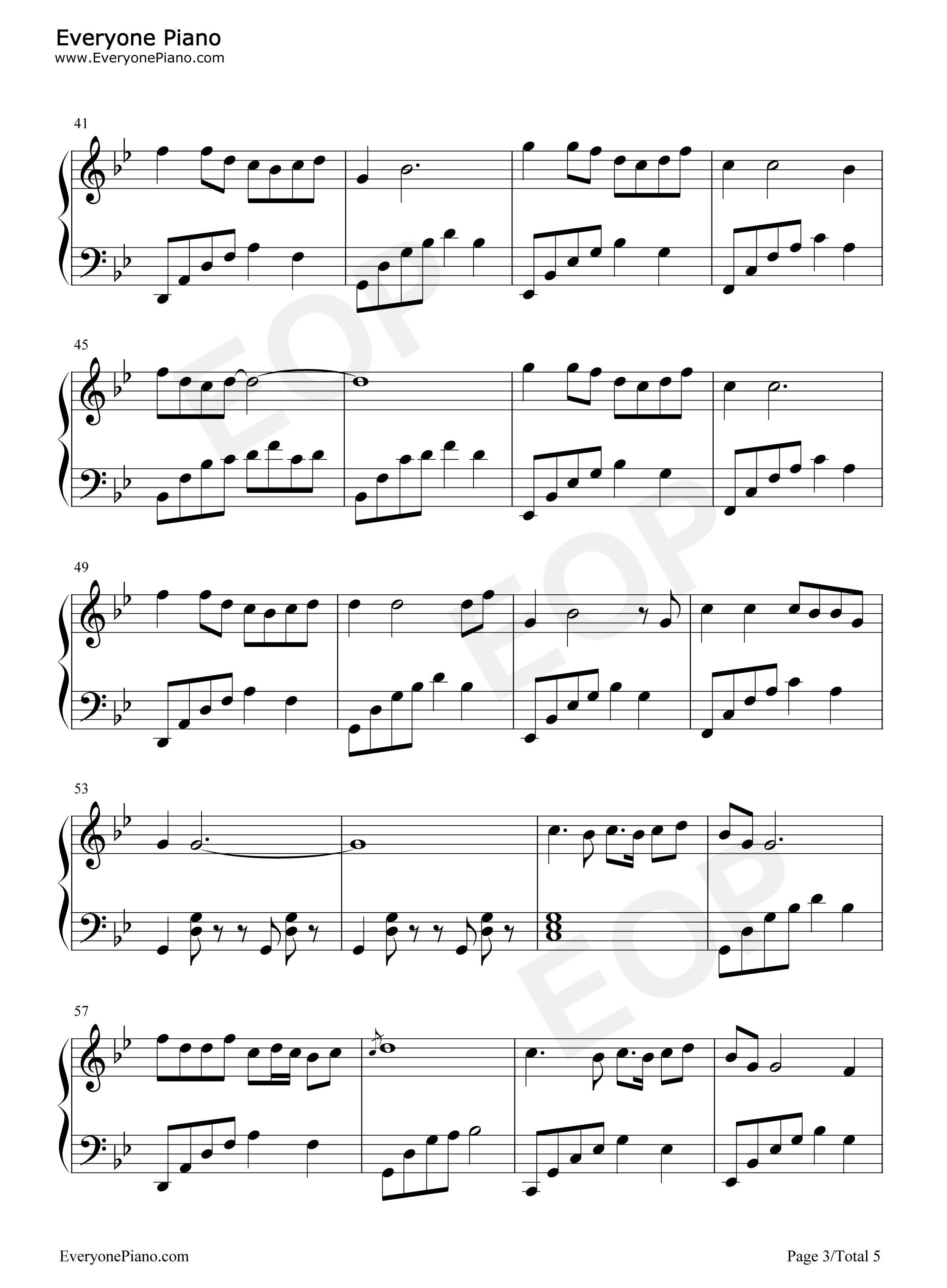 依兰爱情故事钢琴谱_方磊_贾玲