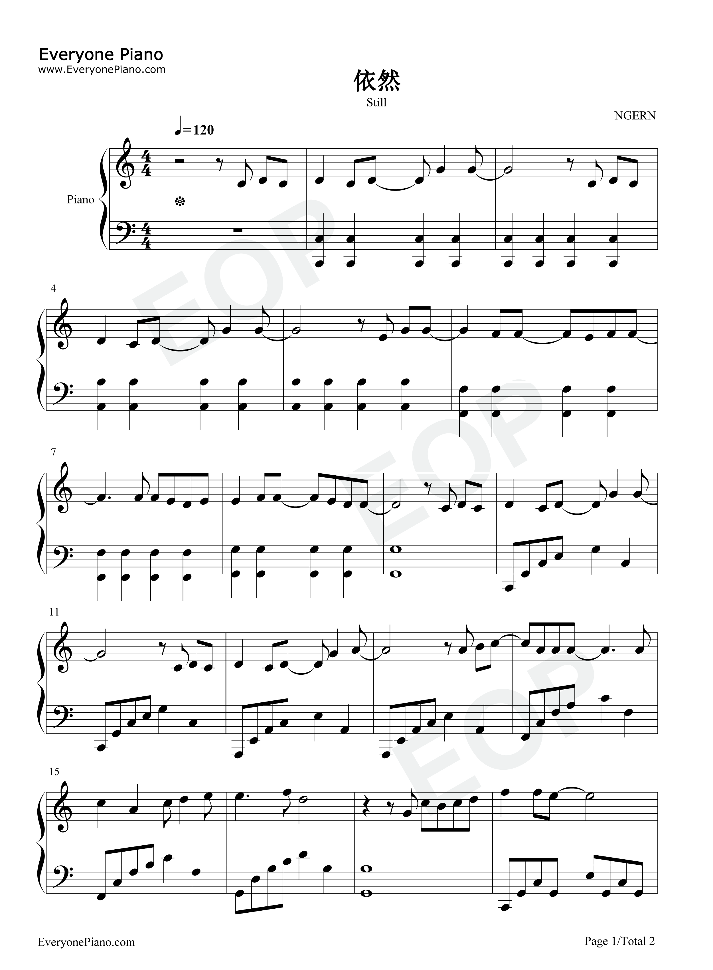 依然钢琴谱_李洪基