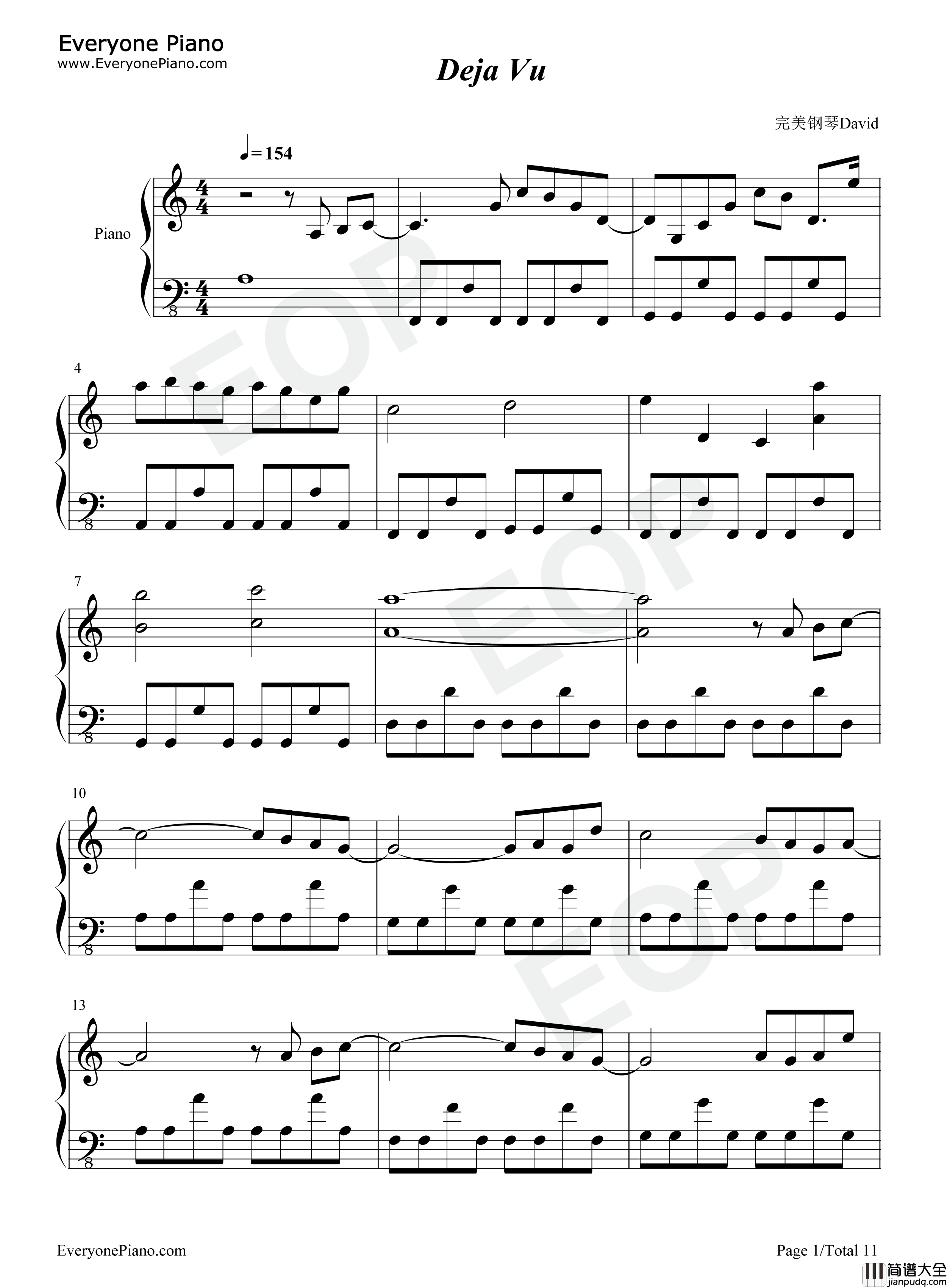 Deja_Vu钢琴谱_Dave_Rodgers