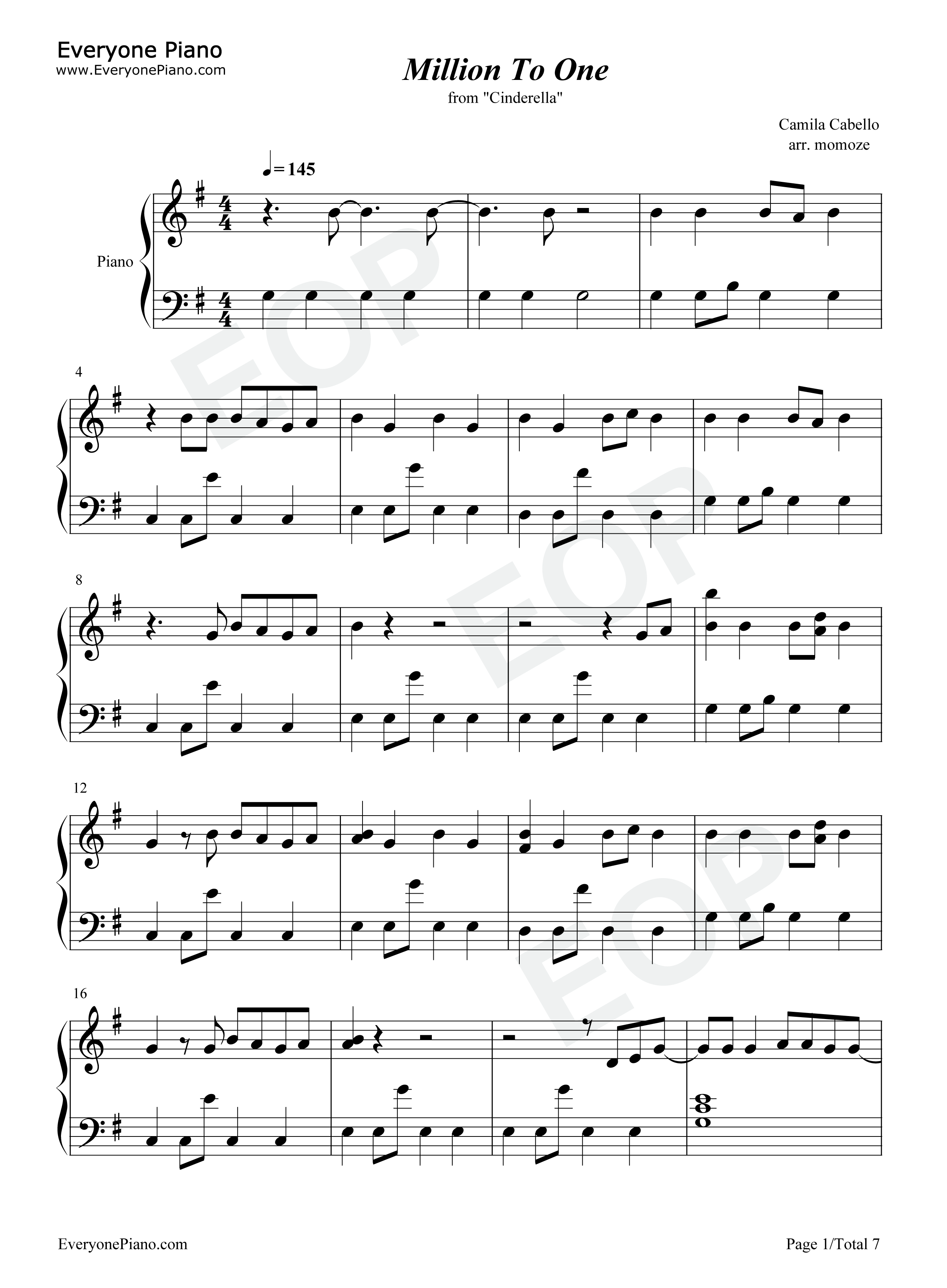 Million_To_One钢琴谱_Camila_Cabello