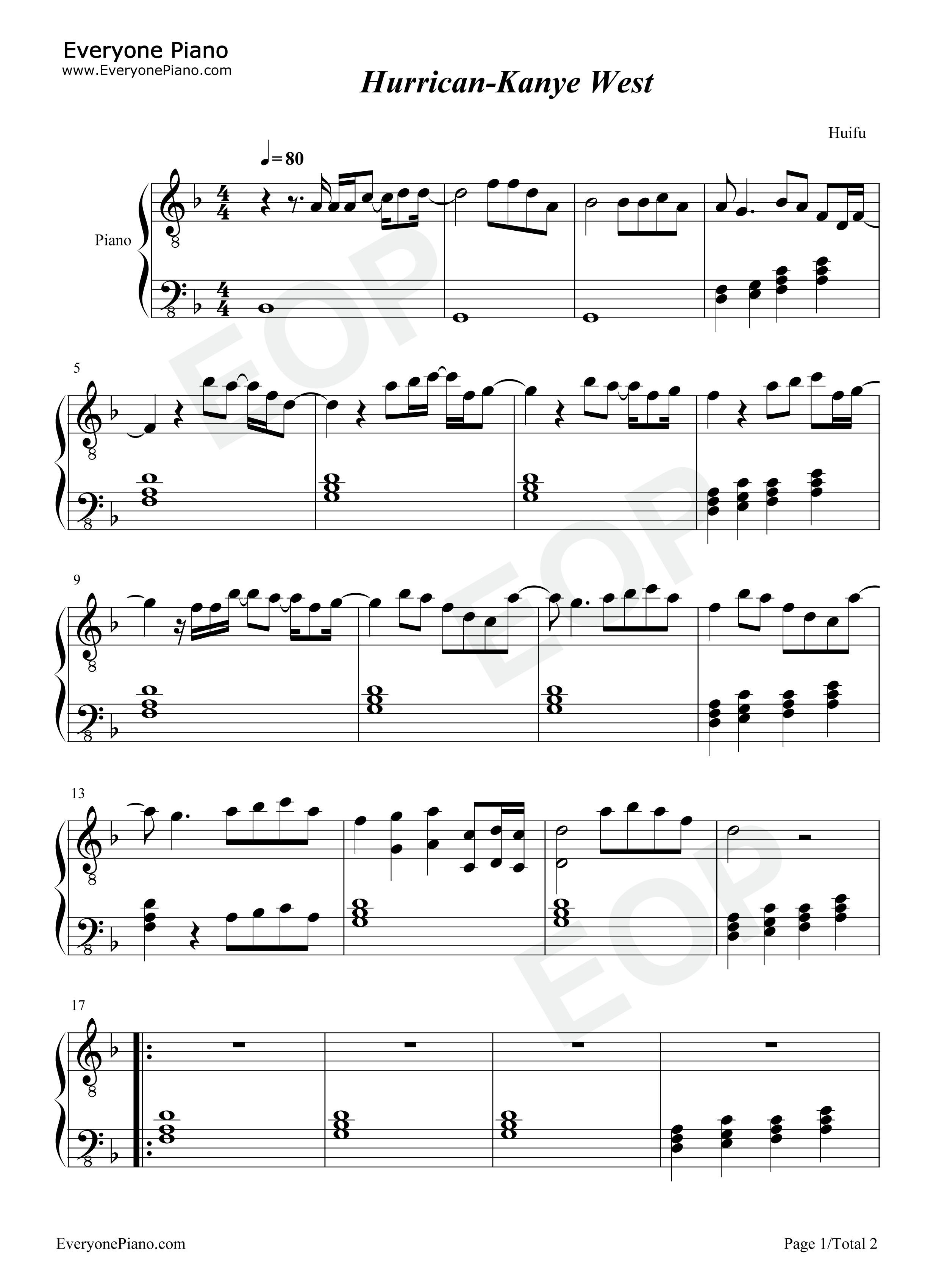 Hurricane钢琴谱_Kanye_West_The_Weeknd_Lil_Baby