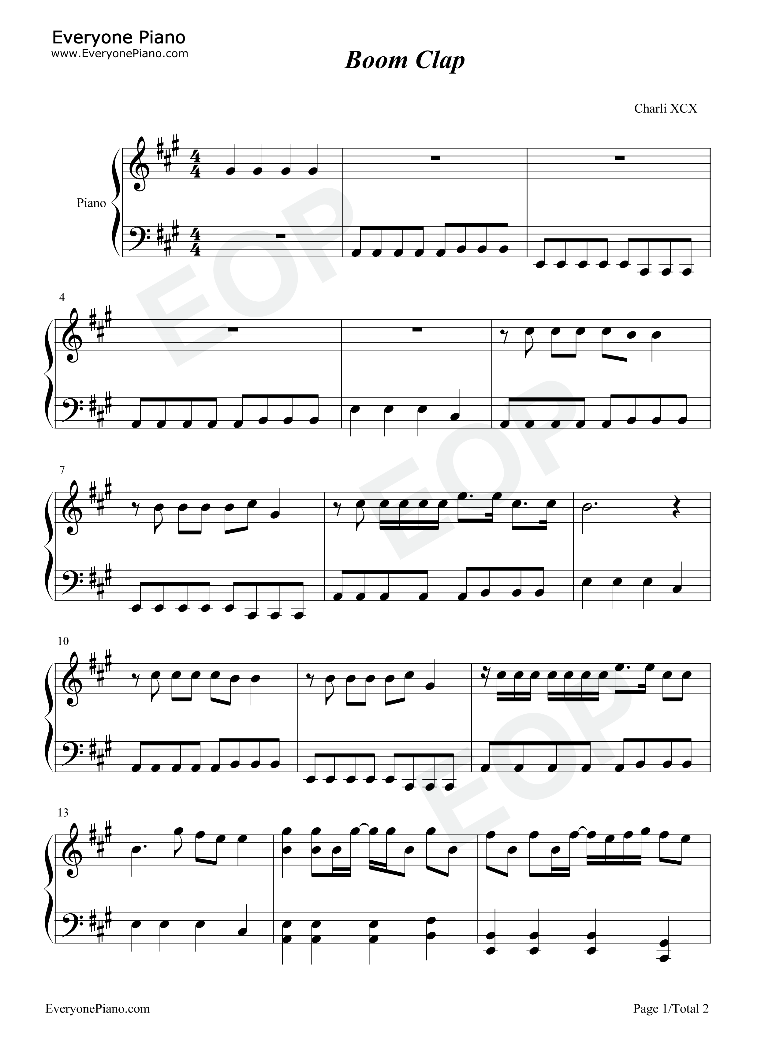 Boom_Clap钢琴谱_Charli_XCX