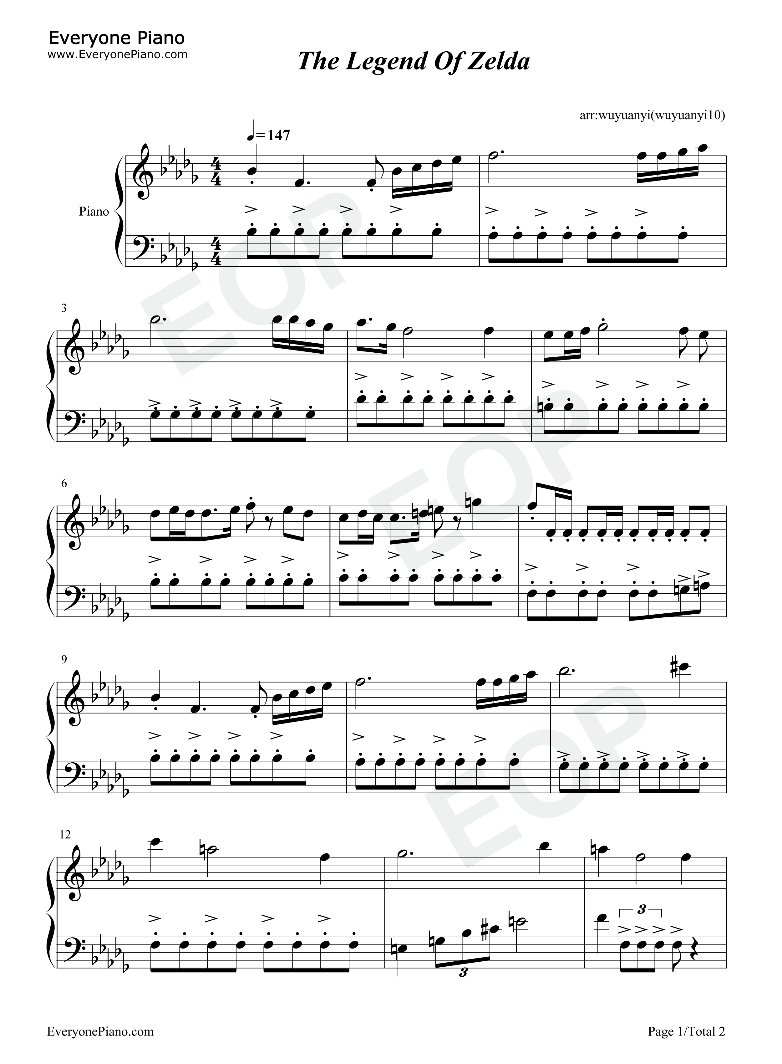 Legend_of_Zelda主题曲钢琴谱_Legend_of_Zelda