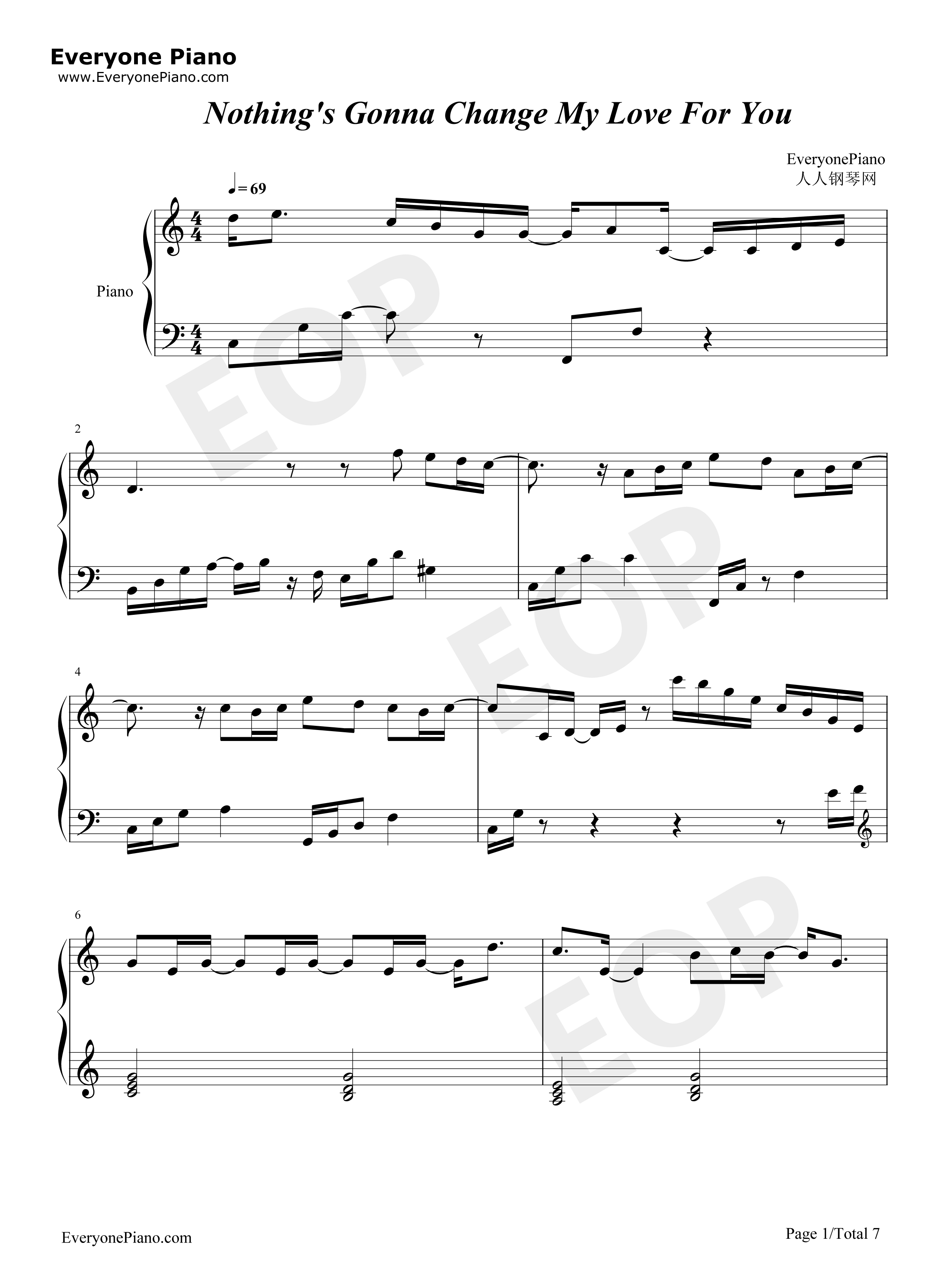 此情永不移（nothing_is_gonna_change_my_love_for_you钢琴谱_George_Benson__方大同