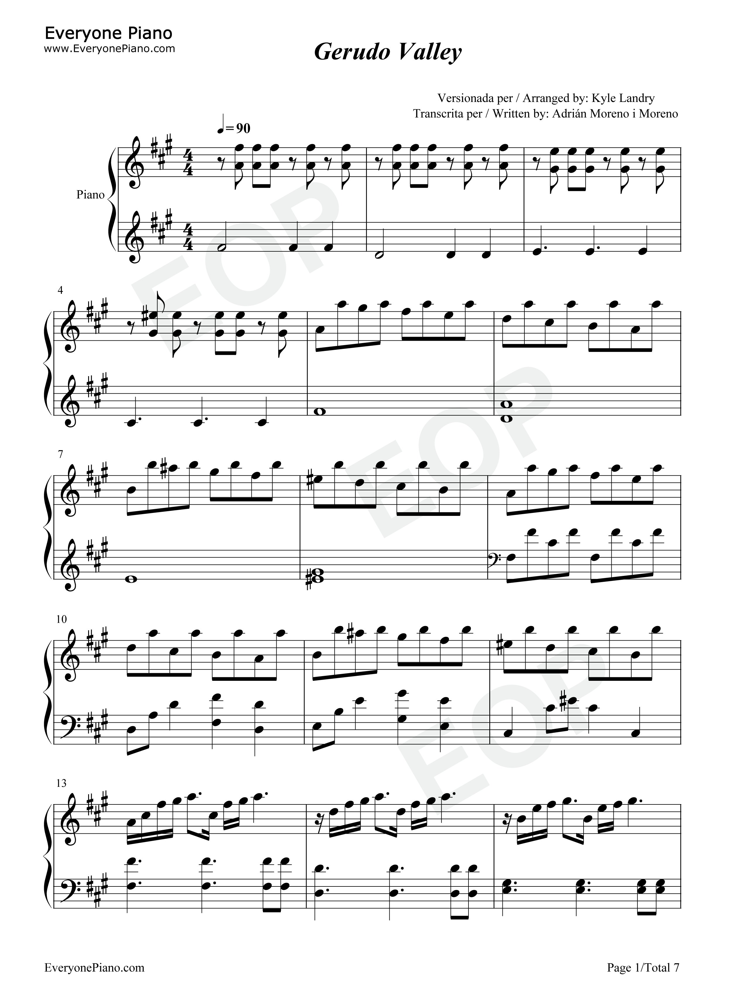 Gerudo_Valley钢琴谱_Pony_Canyon