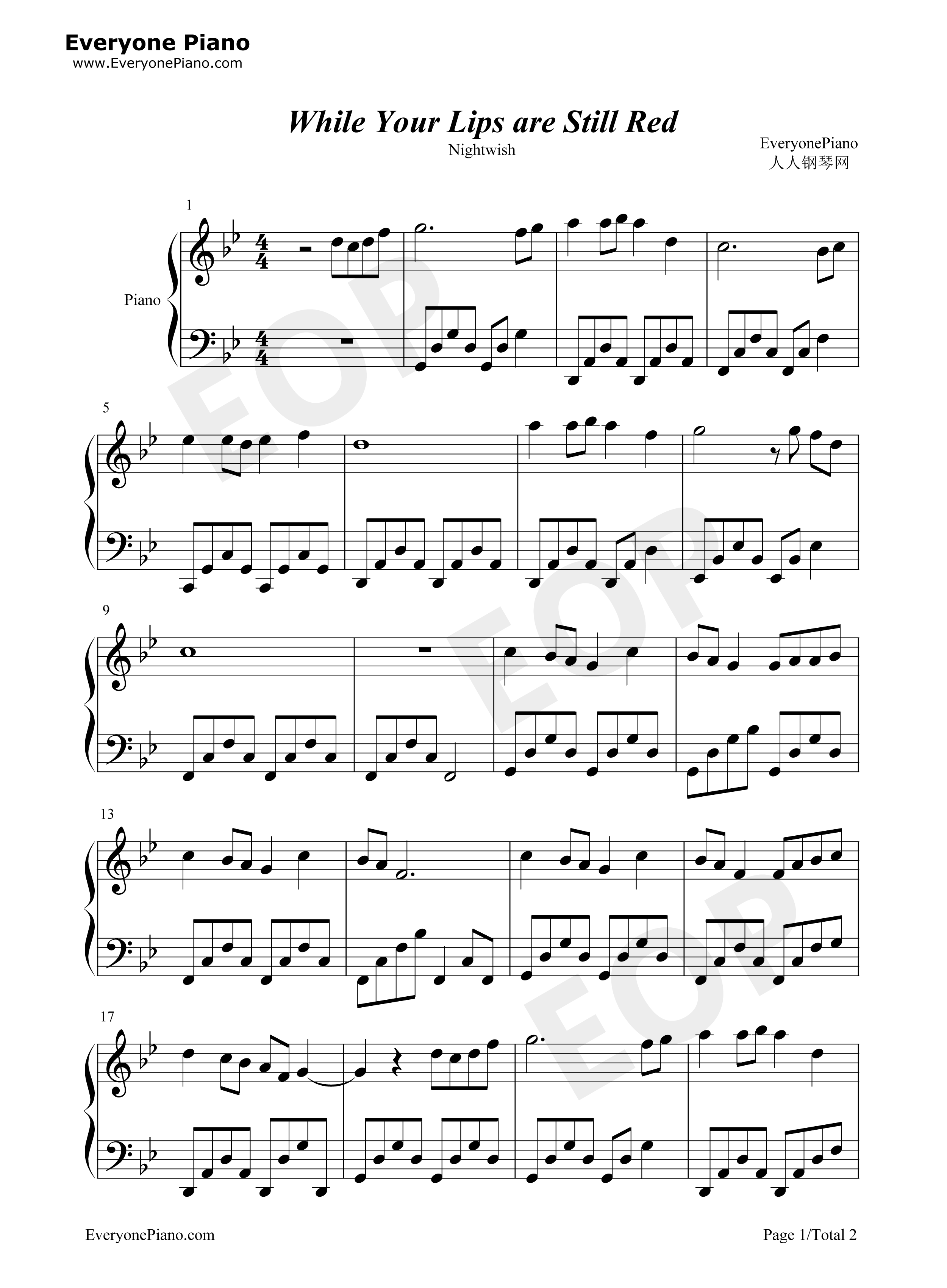 While_Your_Lips_Are_Still_Red钢琴谱_Nightwish