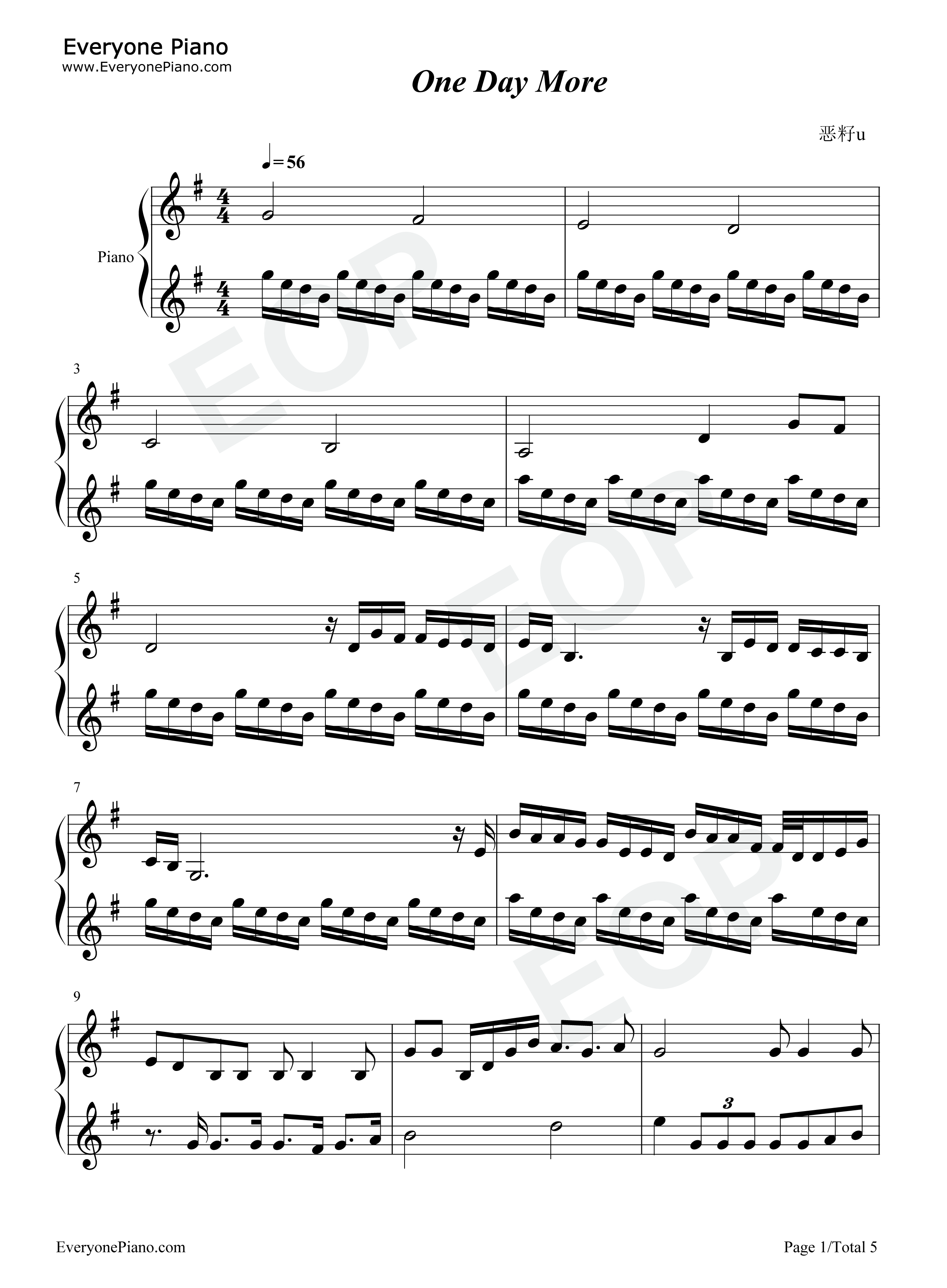 One_Day_More钢琴谱_Les_Misérables_Cast