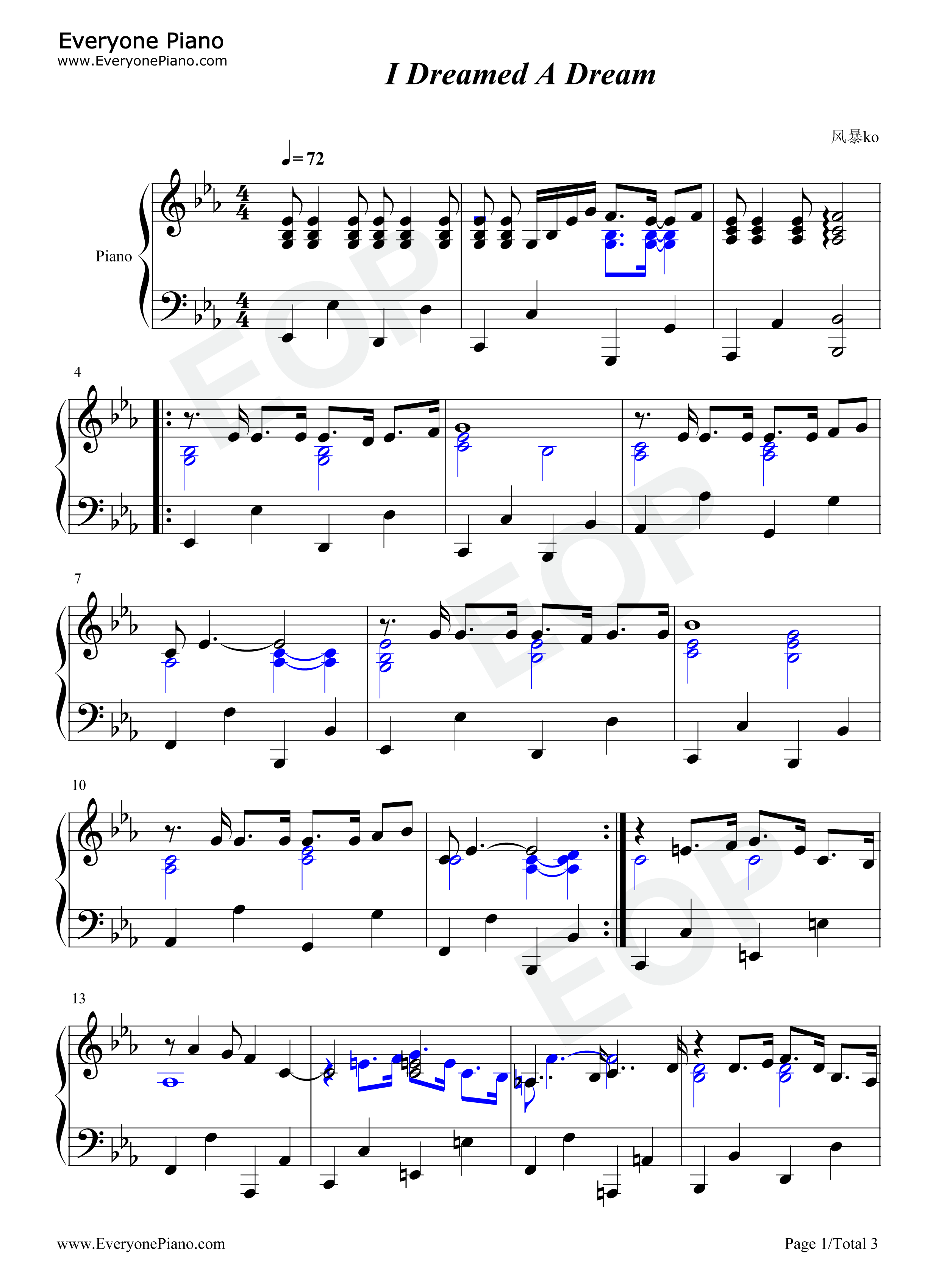 I_Dreamed_a_Dream钢琴谱_伊莲佩姬