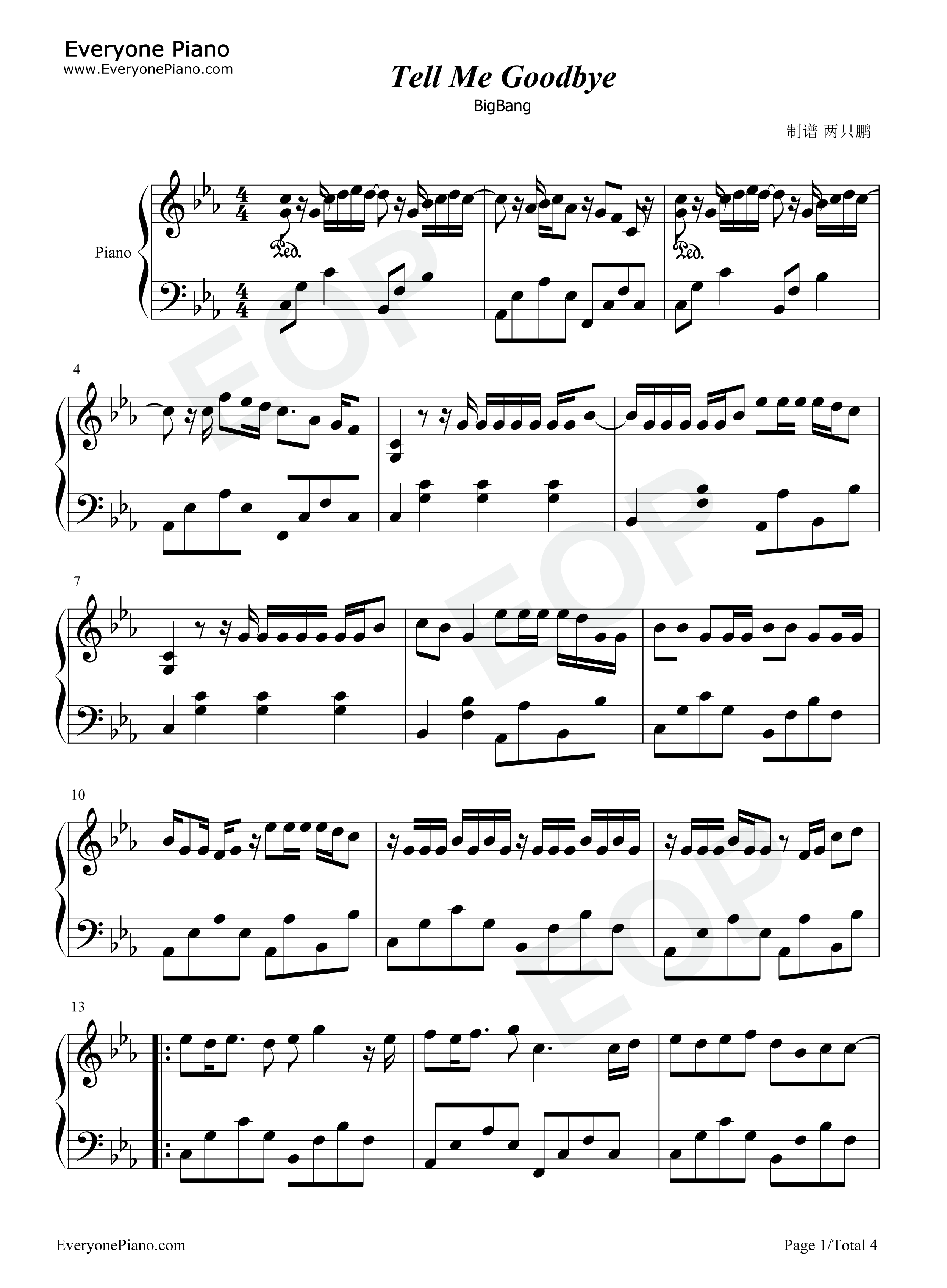 Tell_Me_Goodbye钢琴谱_BIGBAN