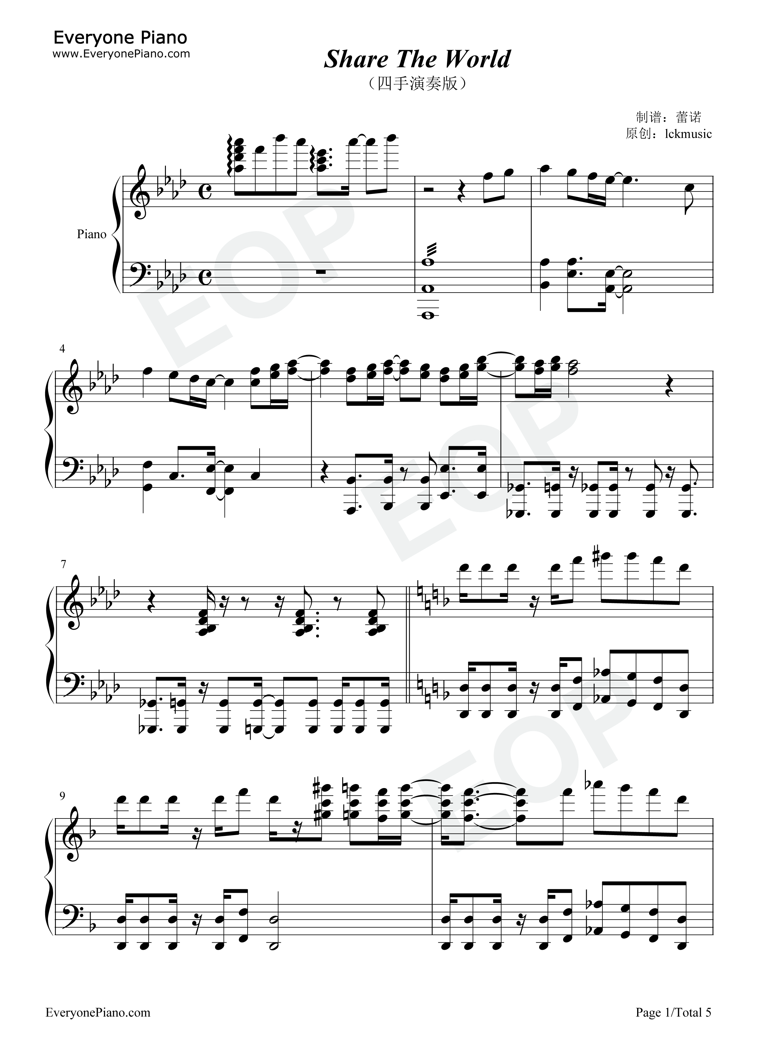 Share_The_World钢琴谱_东方神起