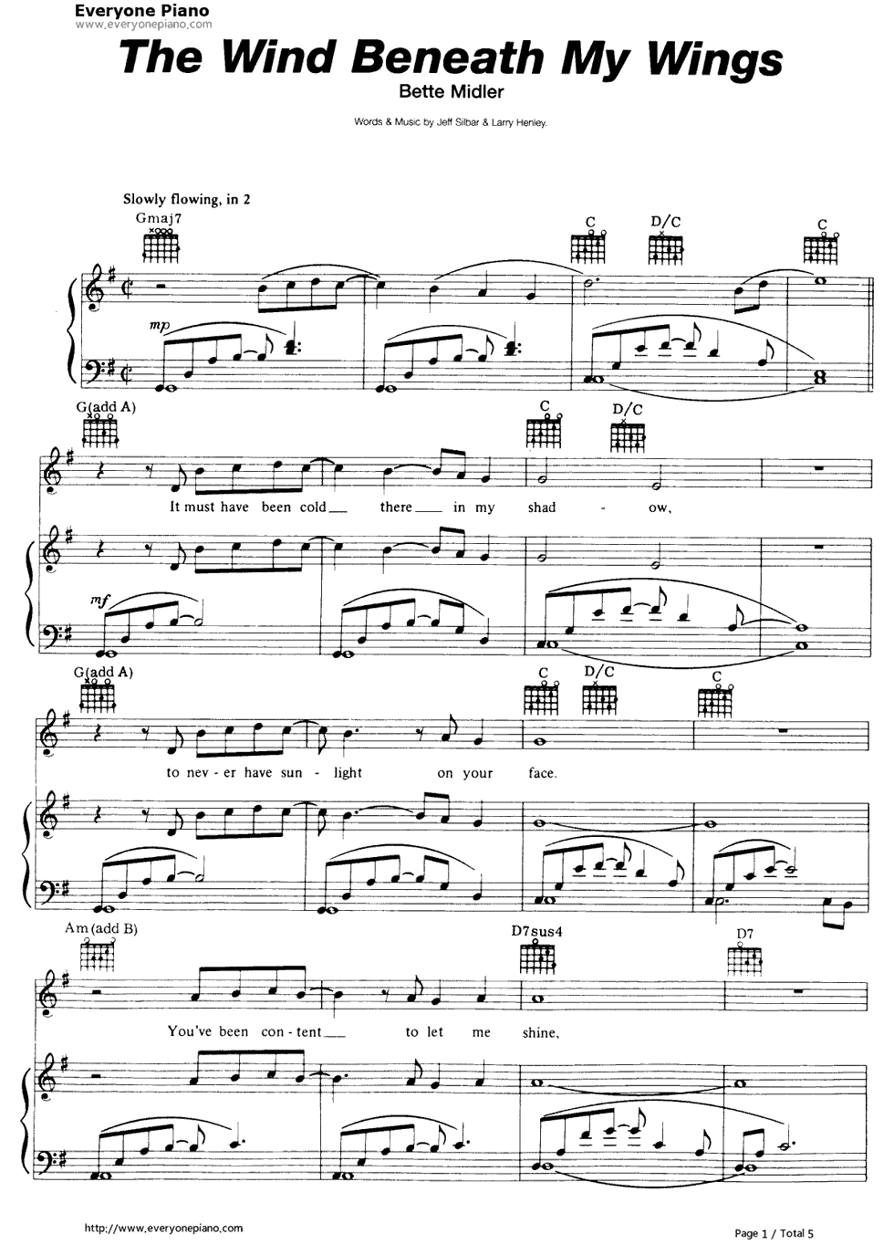 Wind_Beneath_My_Wings钢琴谱_Bette_Midler　贝特·米德勒