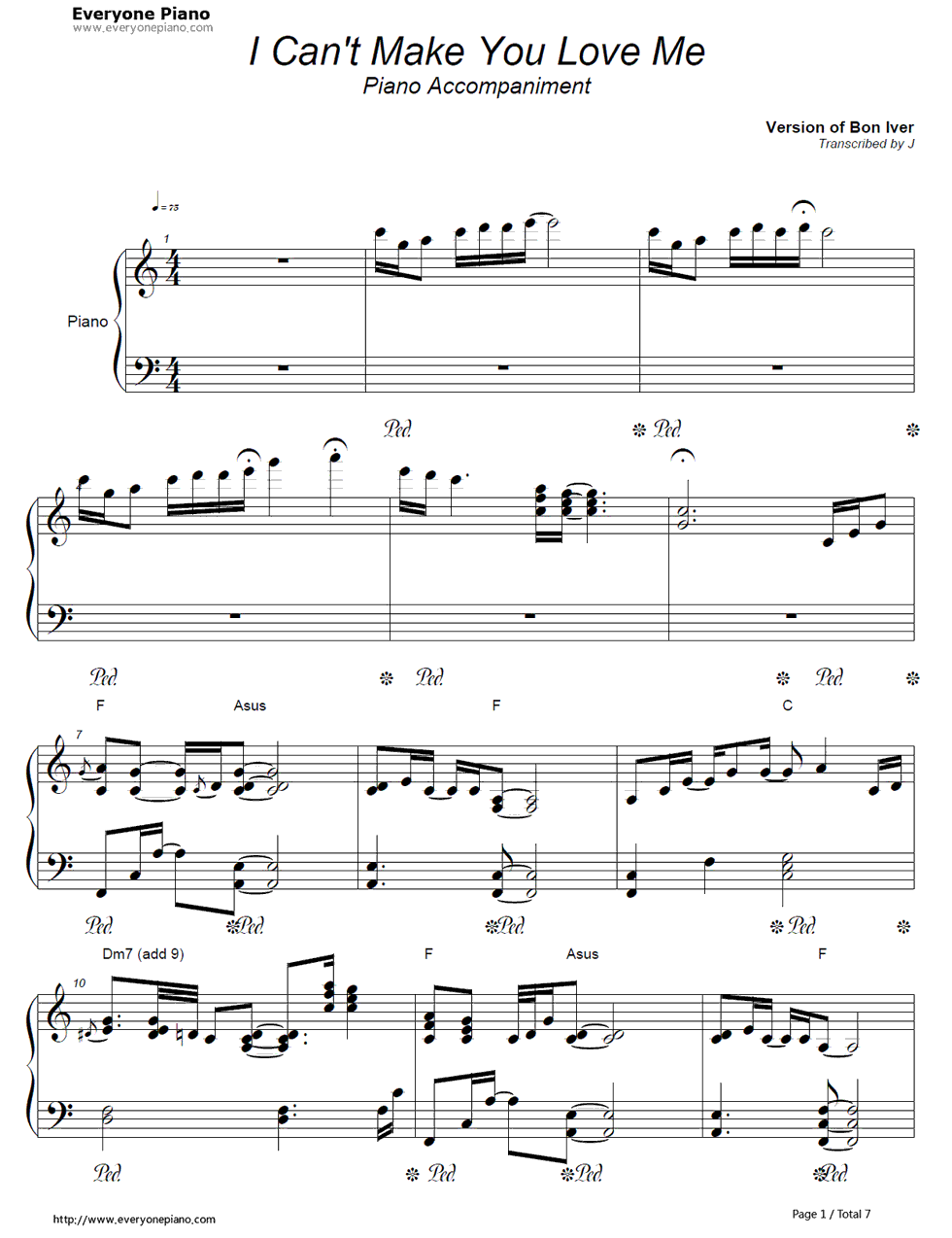 I_Can't_Make_You_Love_Me钢琴谱_Bon_Iver