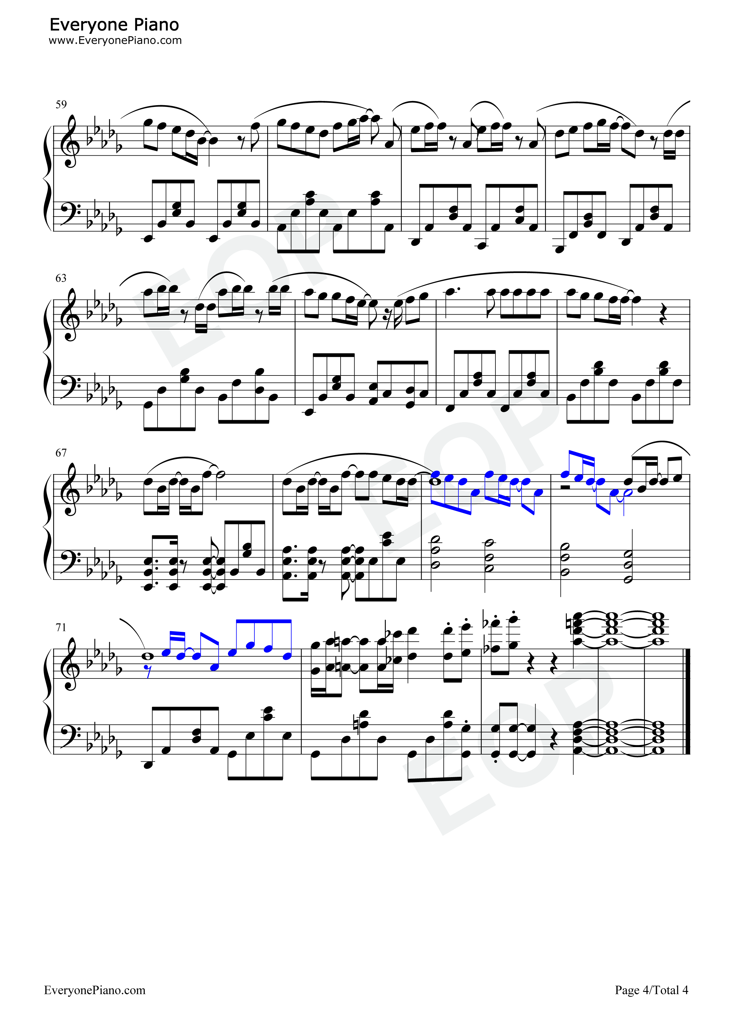 今日までのメロディー钢琴谱_AKB48__(大岛优子)