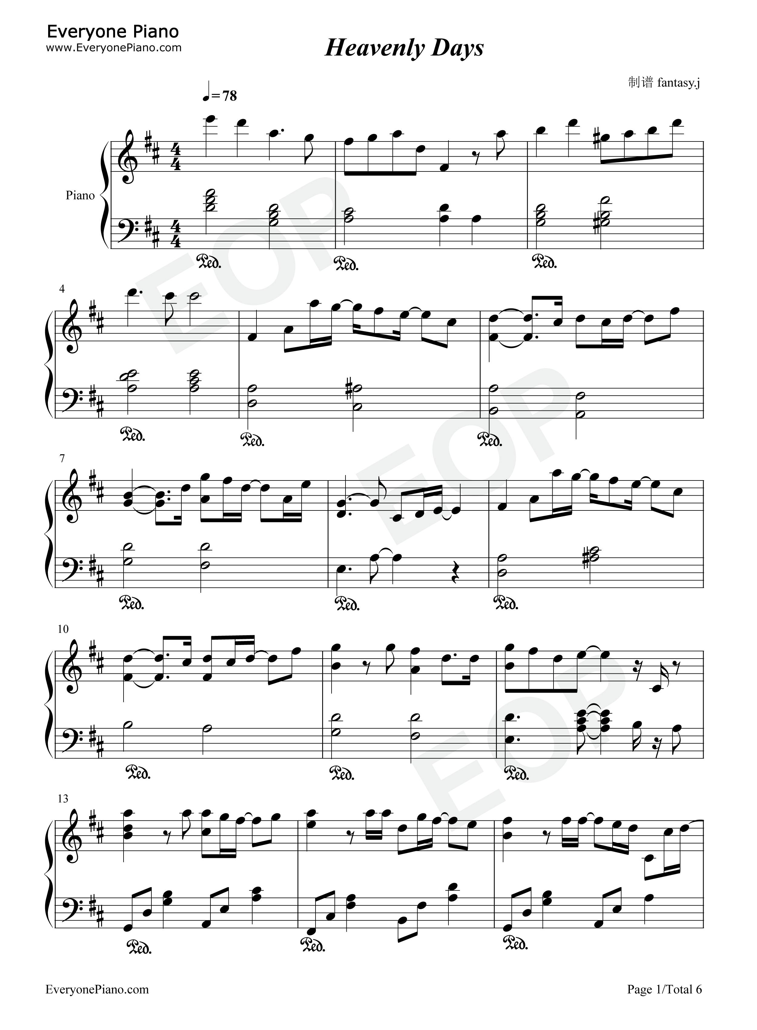 Heavenly_Days钢琴谱_新垣结衣