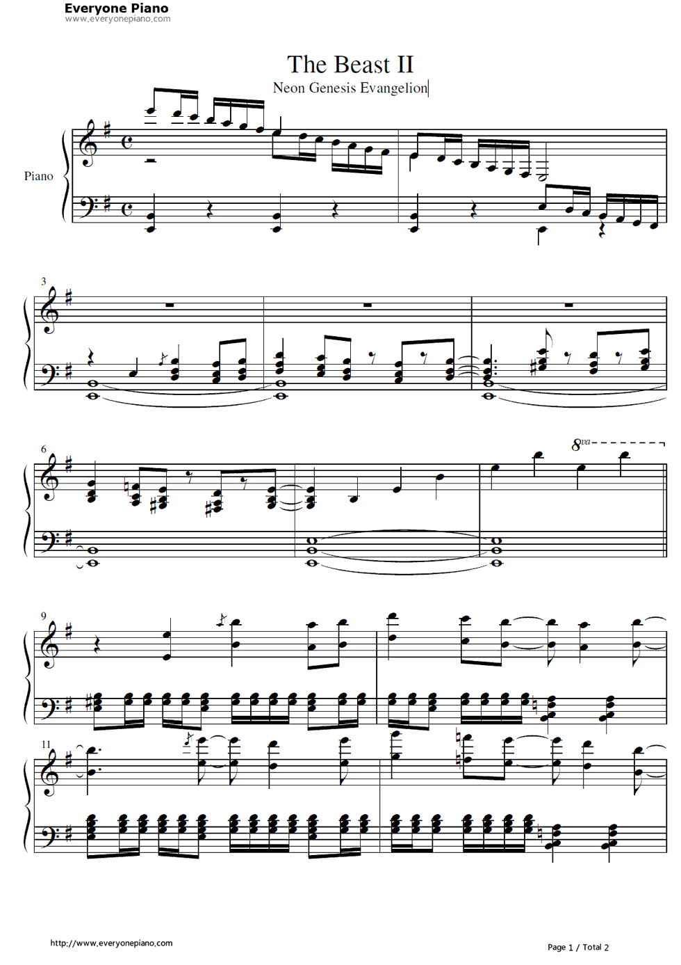 The_Beast_II钢琴谱_鹭巢诗郎