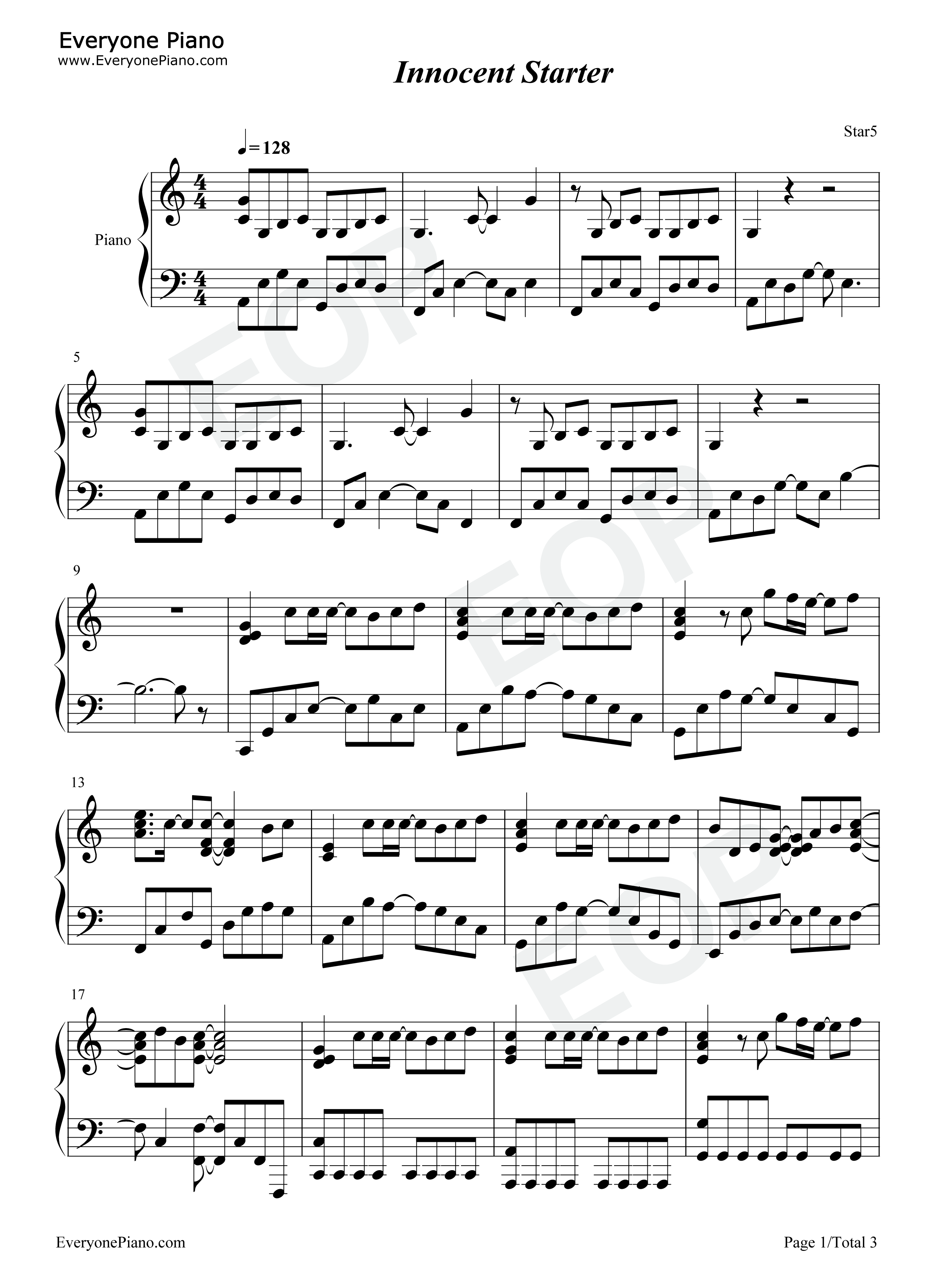 Innocent_Starter钢琴谱_水树奈奈