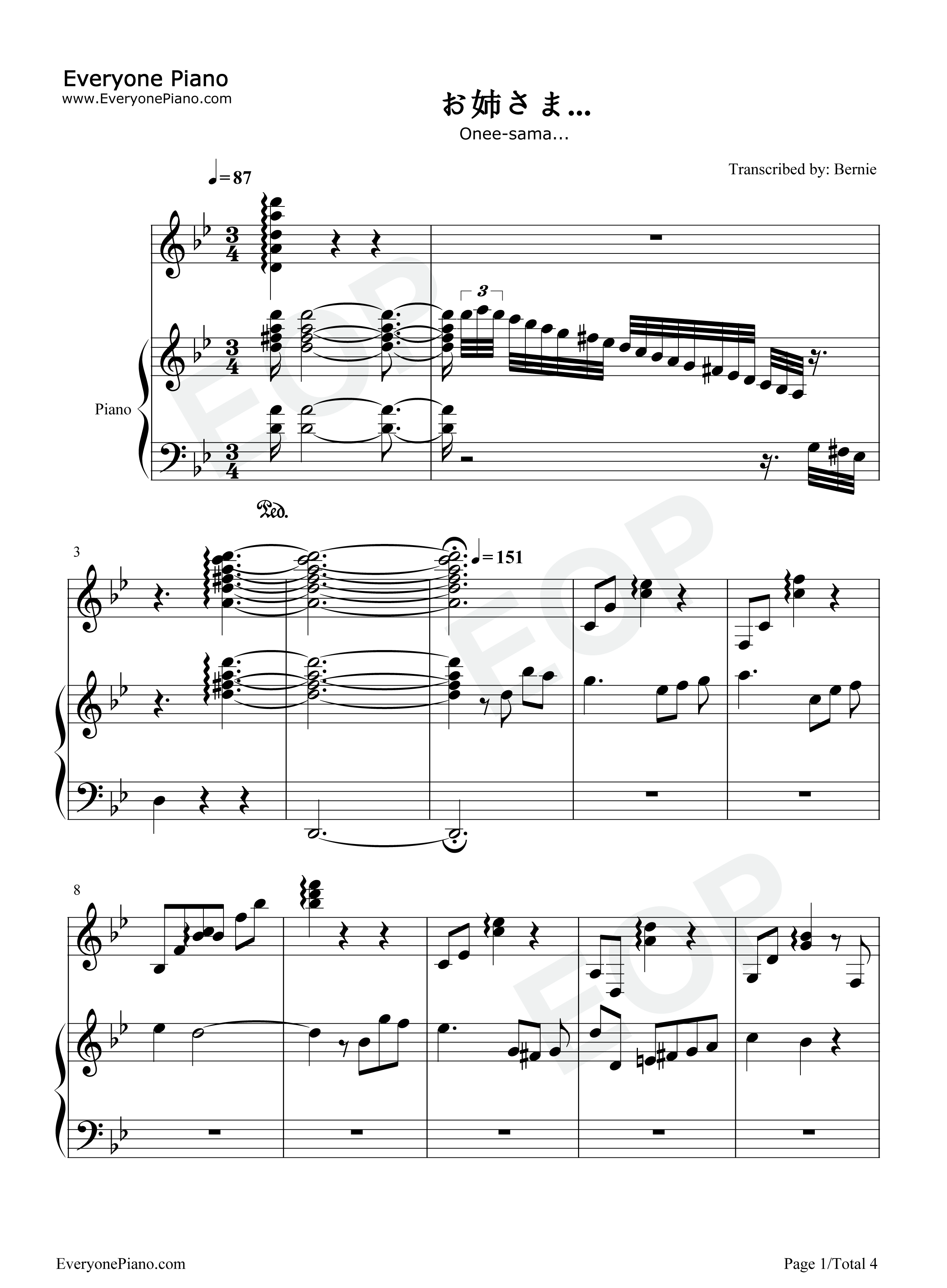 お姉さま...某科学的超电磁炮S_OST钢琴谱_I've_sound/井内舞子