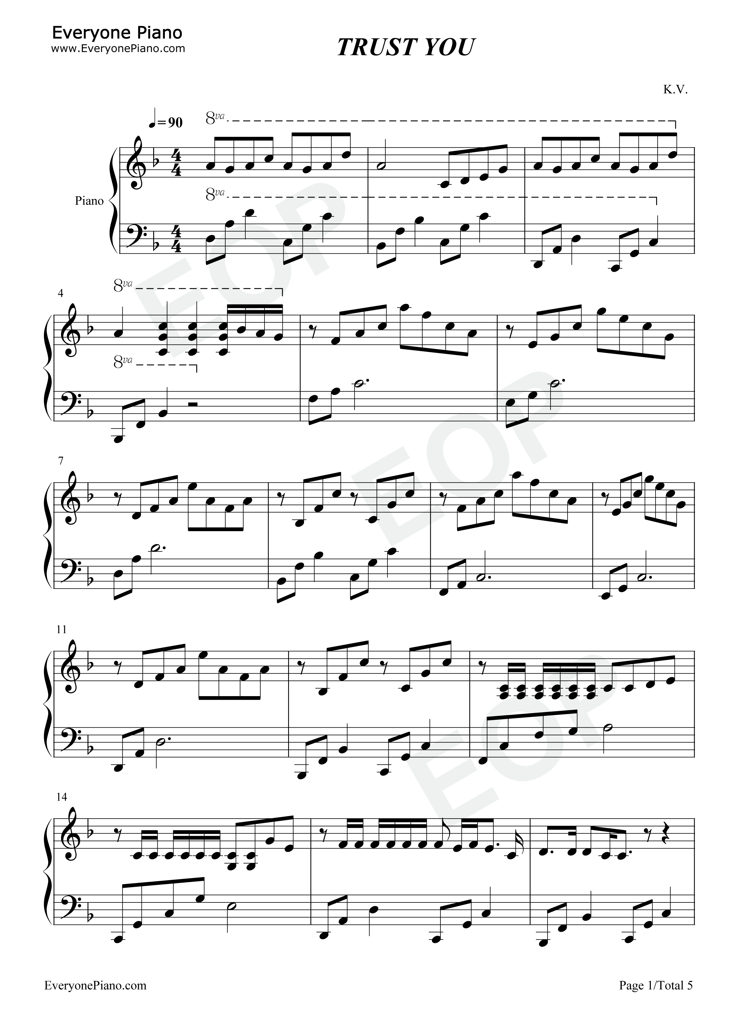 trust_you钢琴谱_伊藤由奈