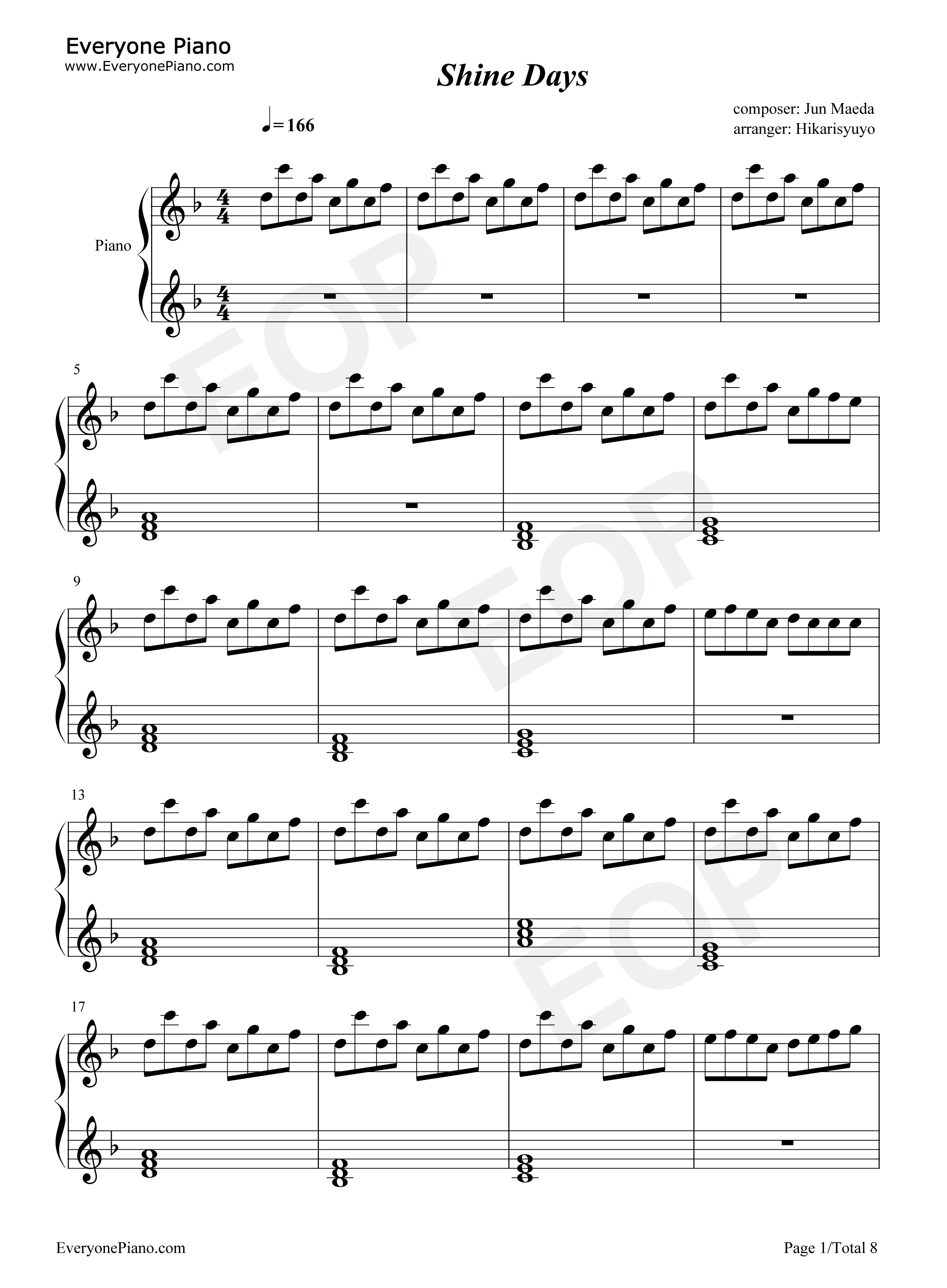 Shine_Days钢琴谱_Girls_Dead_Monster（LiSA）