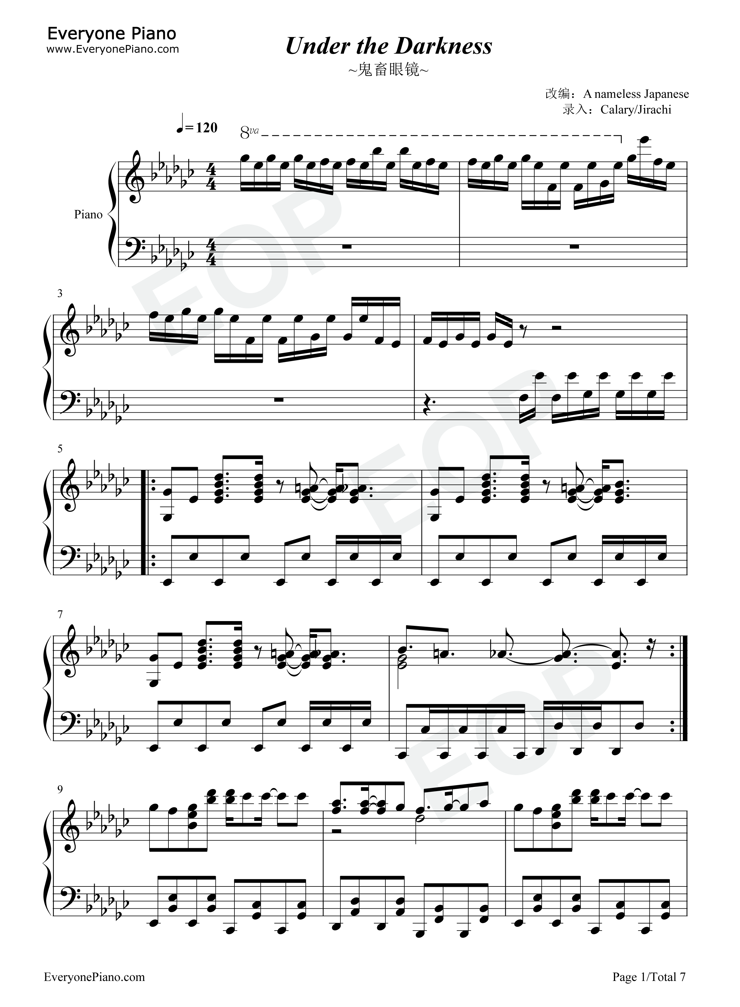 Under_the_Darkness钢琴谱_C.G_mix