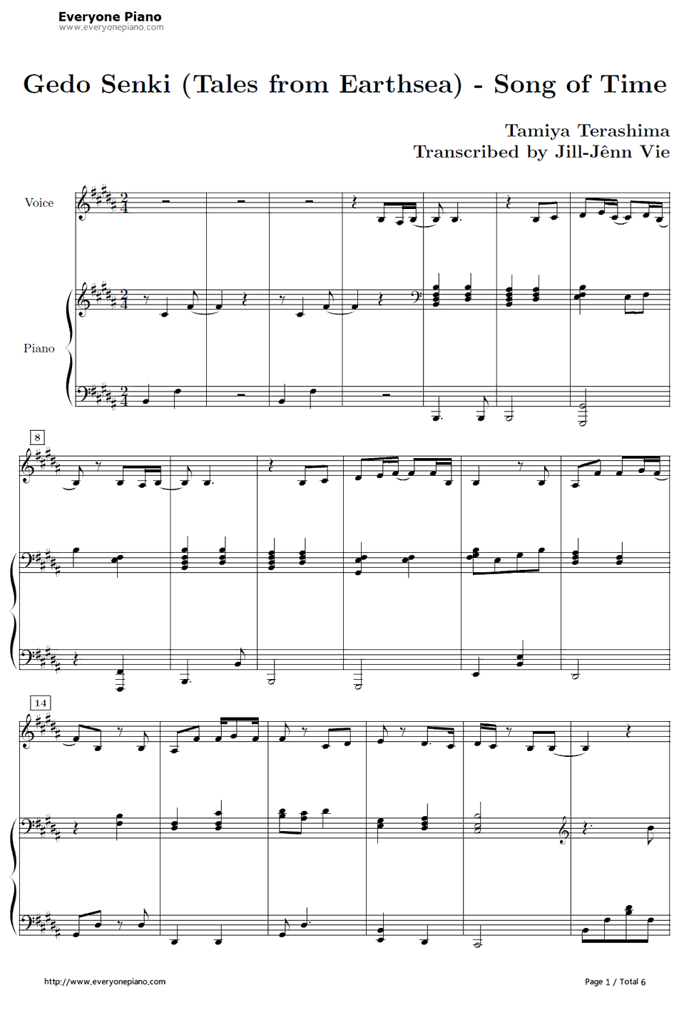 时の歌钢琴谱_手嶌葵