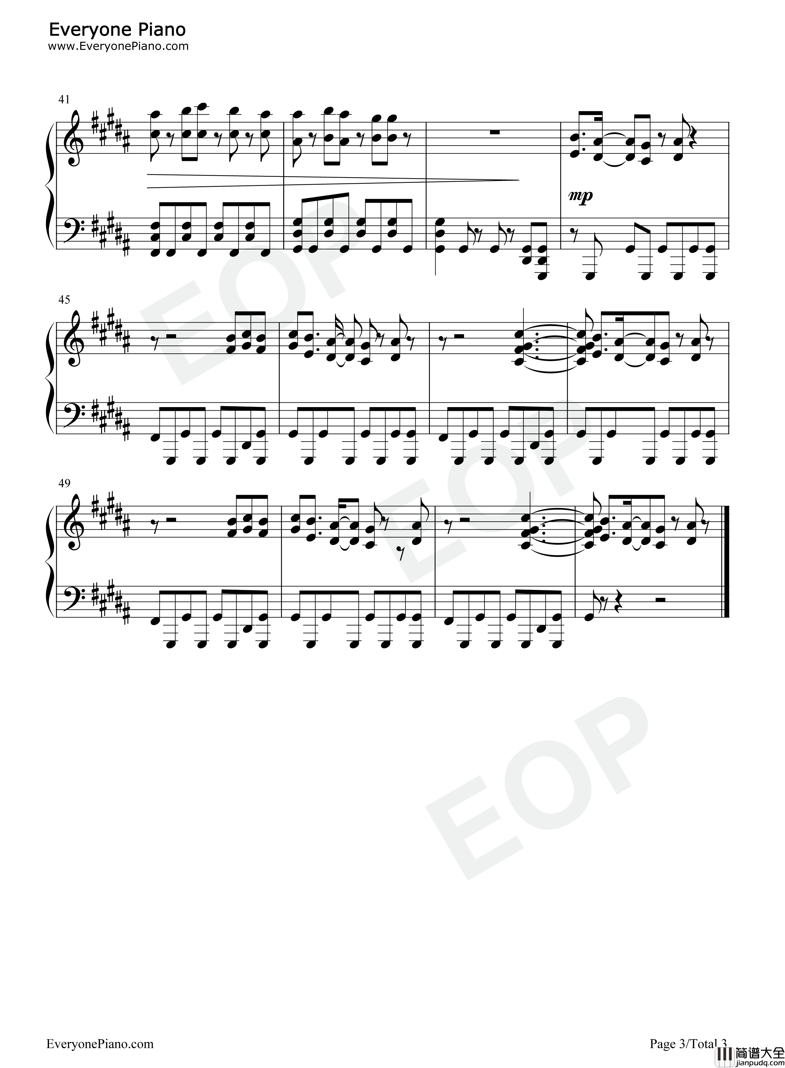 奈落之花钢琴谱_岛宫荣子