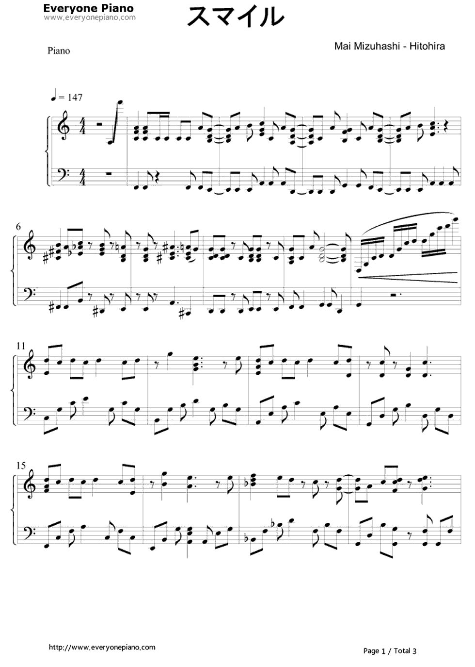 Smile钢琴谱_水桥舞