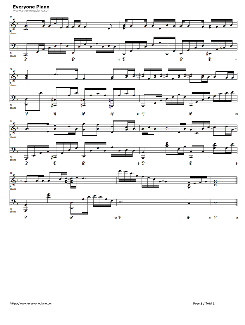 白雪姫钢琴谱_Flower