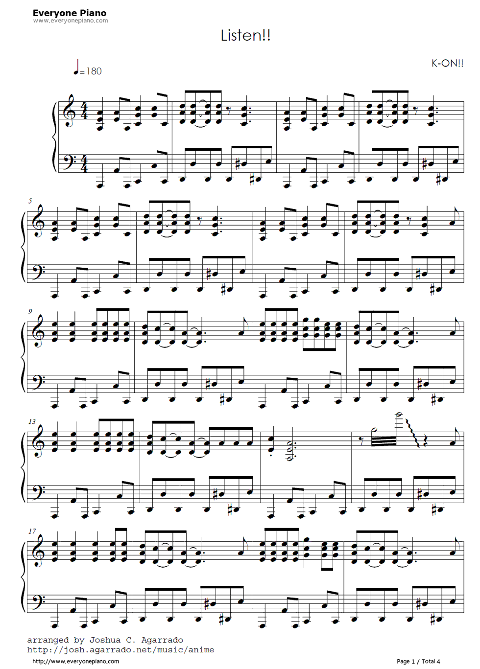 Listen!!钢琴谱_放课後_ティー_タイム_放学后茶会