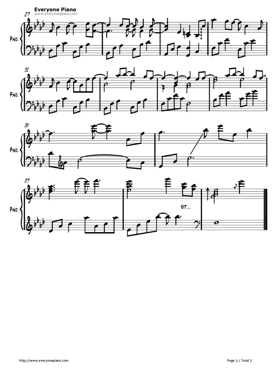 愛钢琴谱_坂本昌行