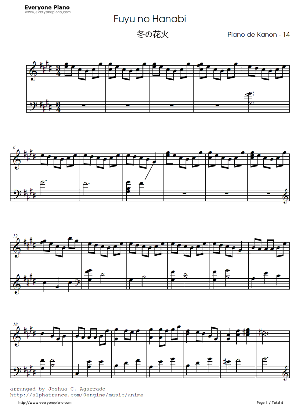 冬の花火钢琴谱_麻枝准