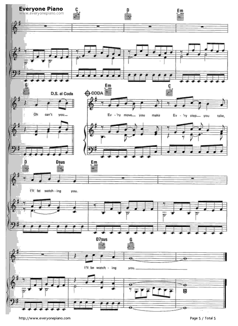 Every_Breath_You_Take钢琴谱_Sting　The_Police（警察乐队）