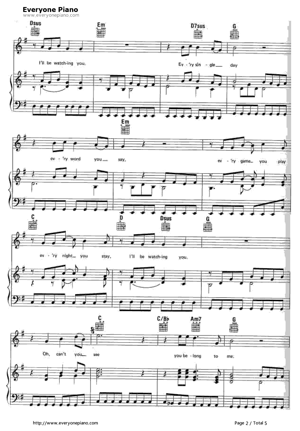 Every_Breath_You_Take钢琴谱_Sting　The_Police（警察乐队）