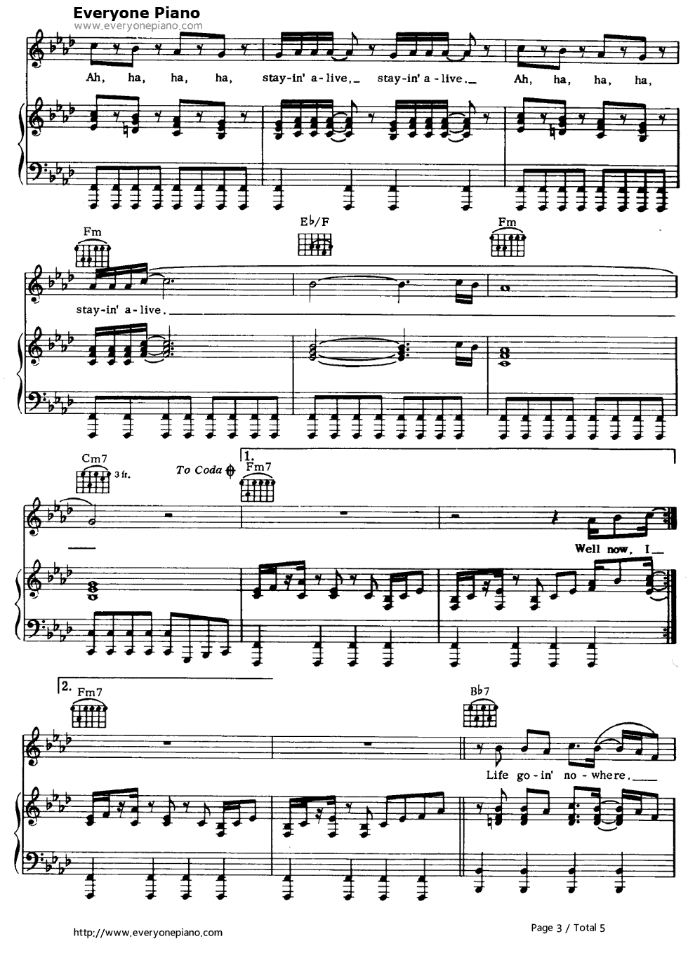 Stayin'_Alive钢琴谱_Bee_Gees