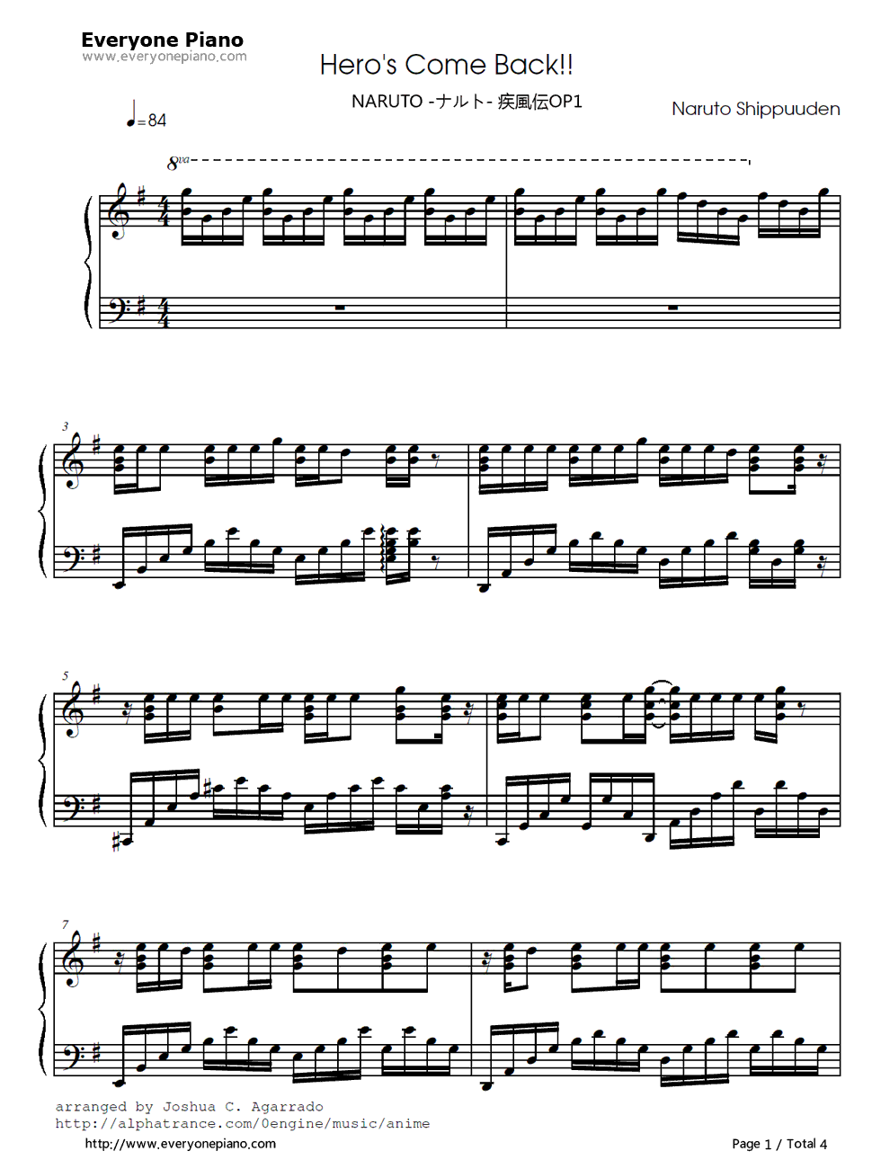 Hero's_Come_Back!!钢琴谱_nobodyknows+