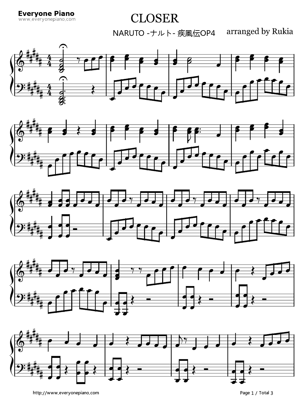 CLOSER钢琴谱_井上ジョー