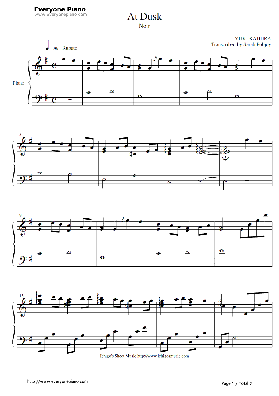 At_Dusk钢琴谱_梶浦由记