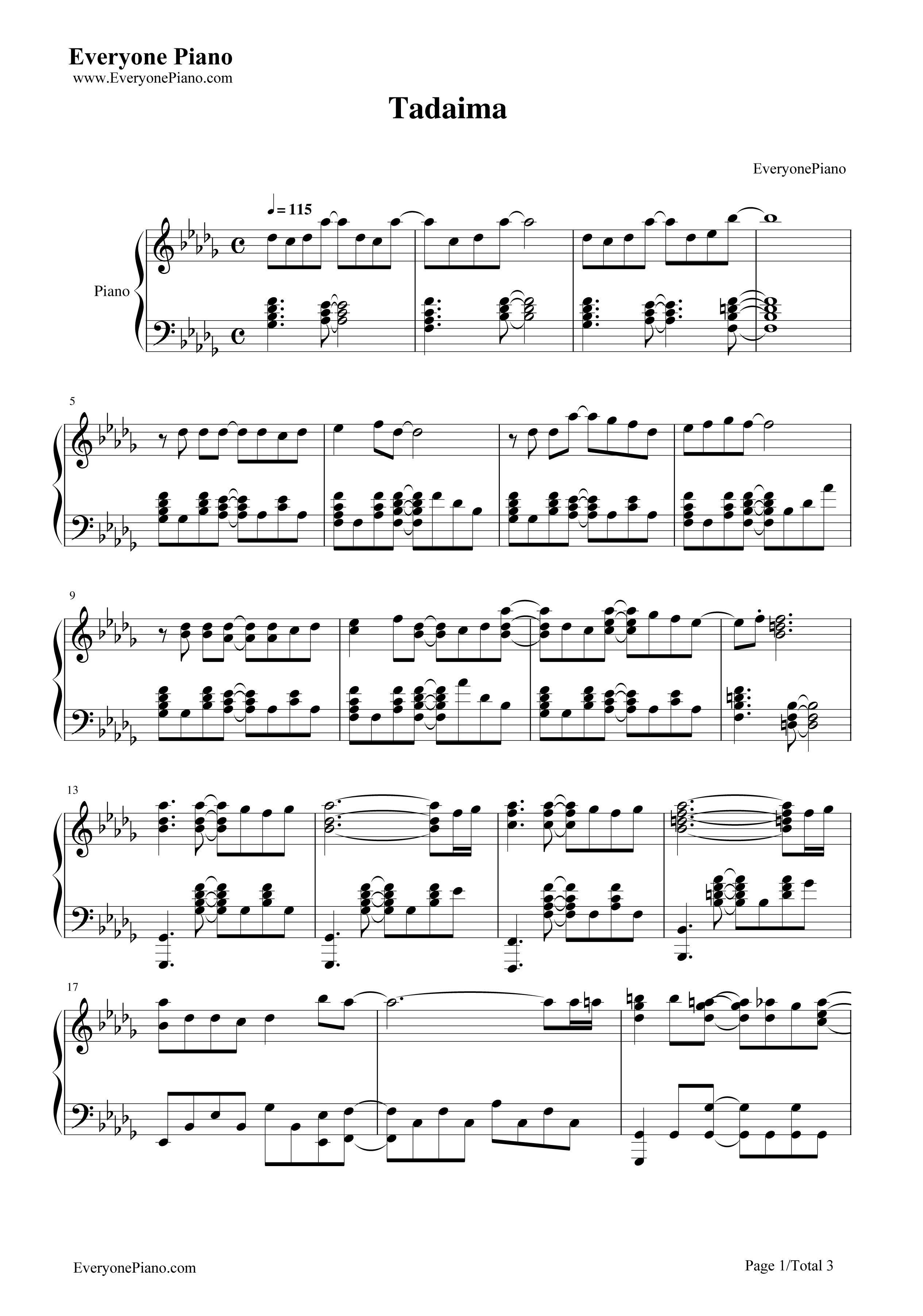 ただいま。钢琴谱_竹达彩奈