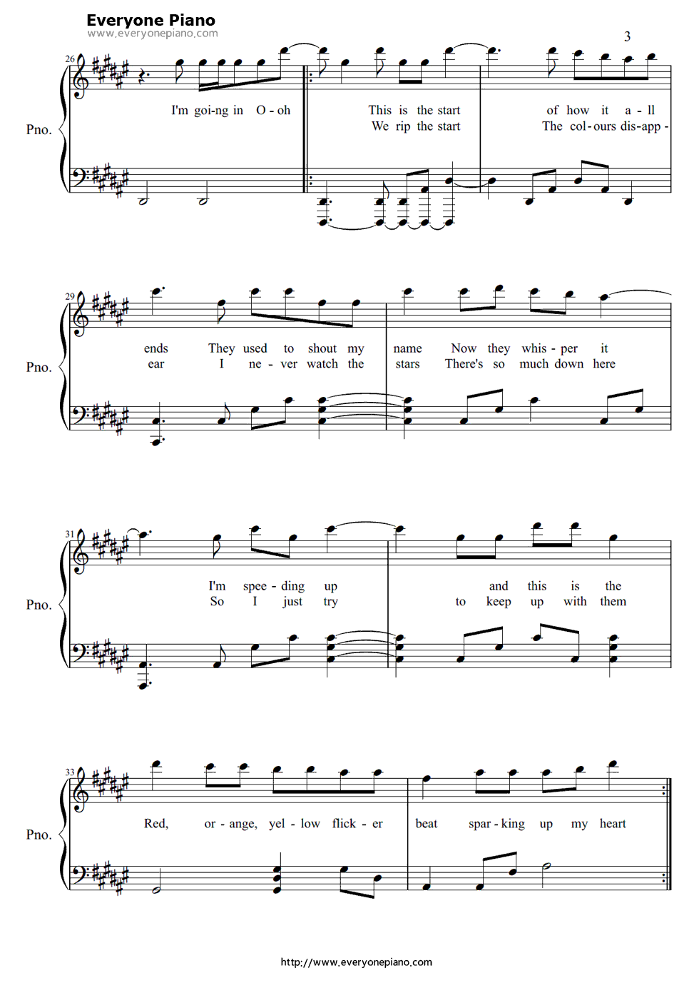 Yellow_Flicker_Beat钢琴谱_Lorde