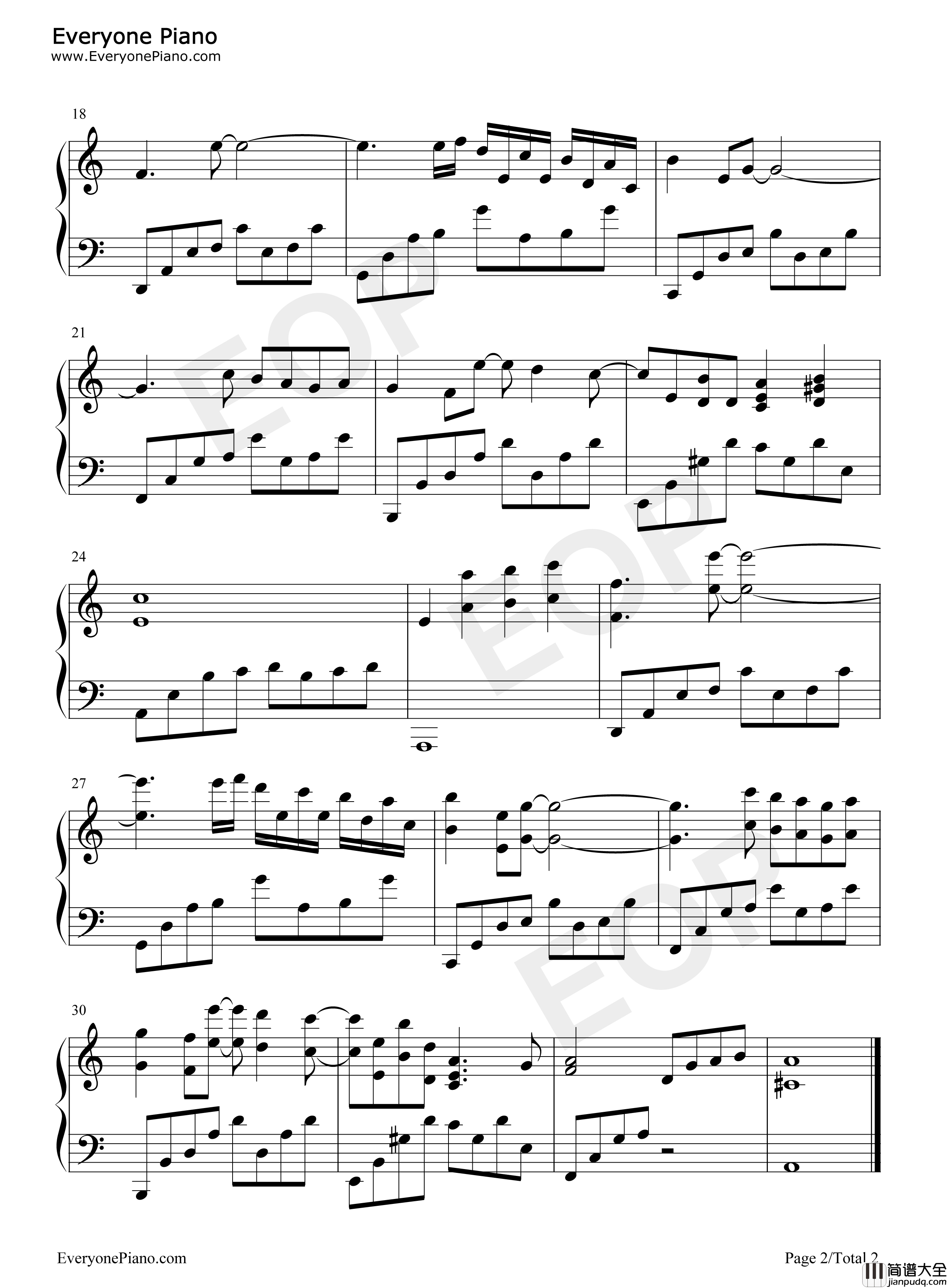 在此停留钢琴谱_鹭巢诗郎