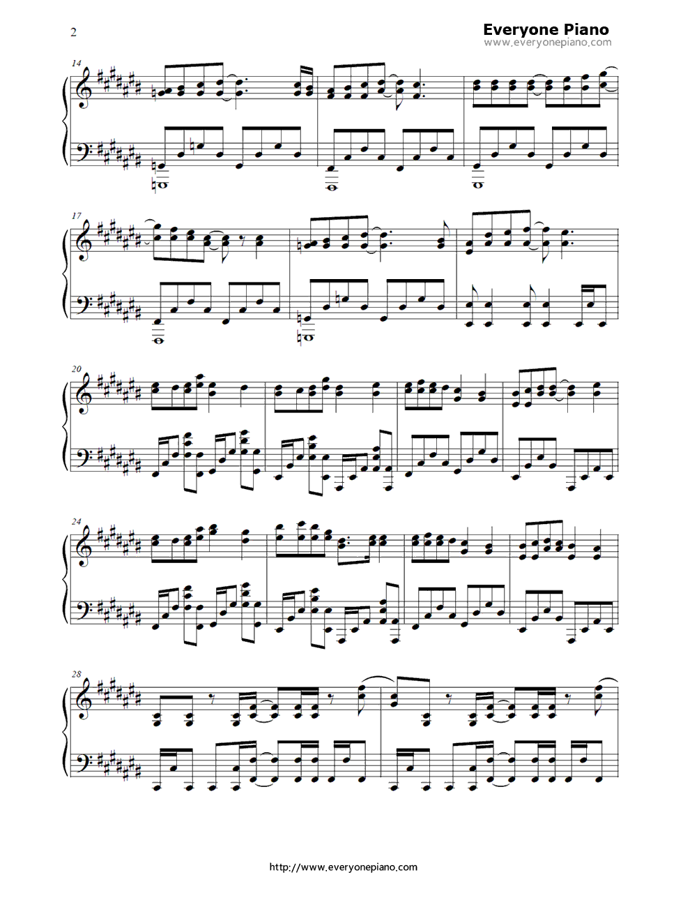 钟を鸣らして钢琴谱_BONNIE_PINK