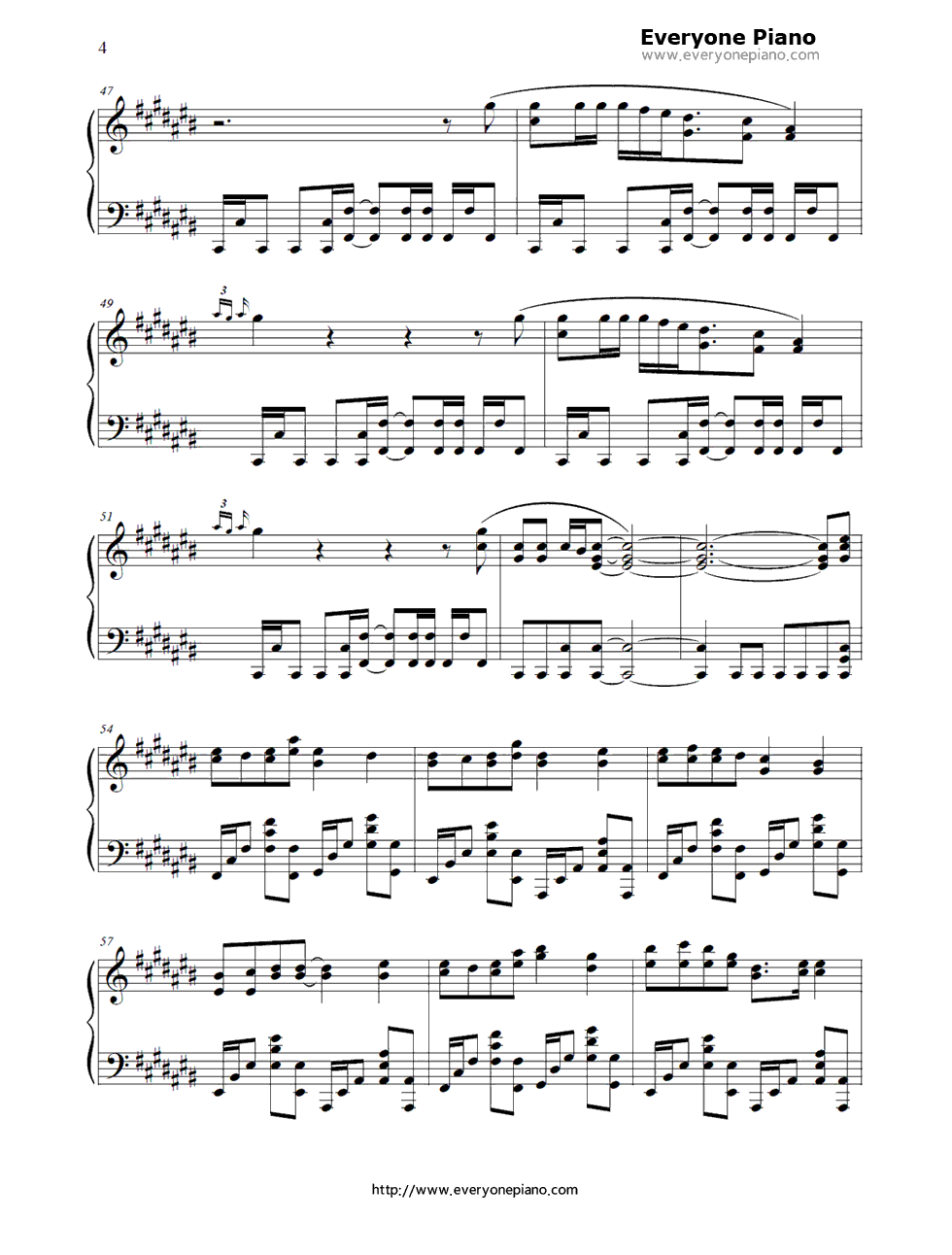 钟を鸣らして钢琴谱_BONNIE_PINK