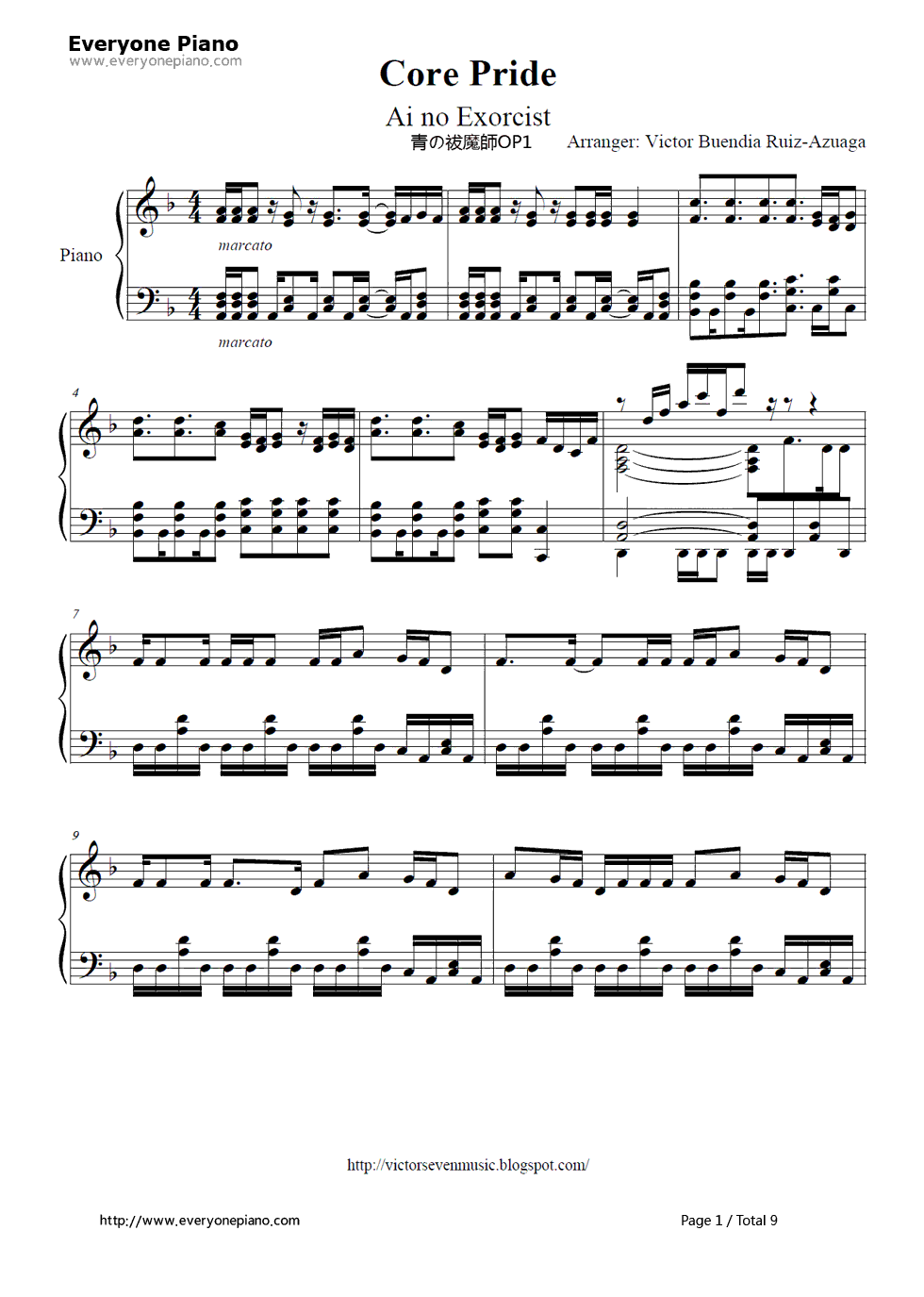 Core_Pride钢琴谱_UVERworld