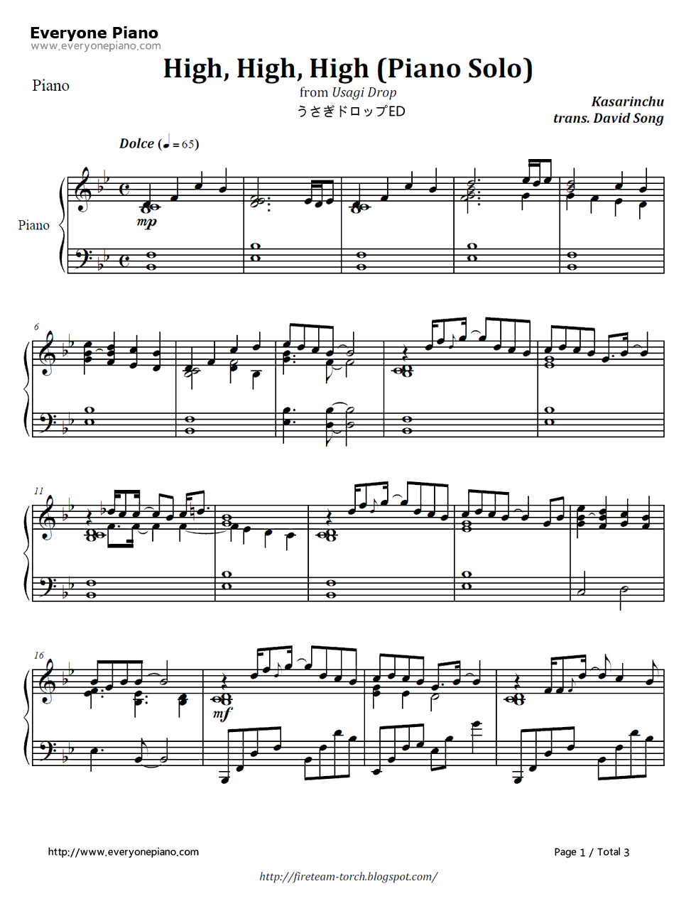 High_High_High钢琴谱_カサリンチュ