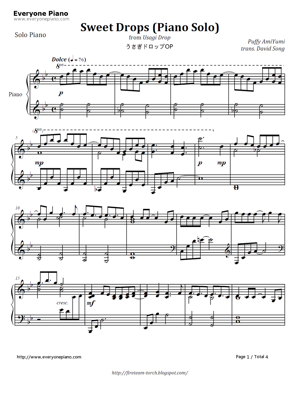 Sweet_Drops钢琴谱_PUFFY