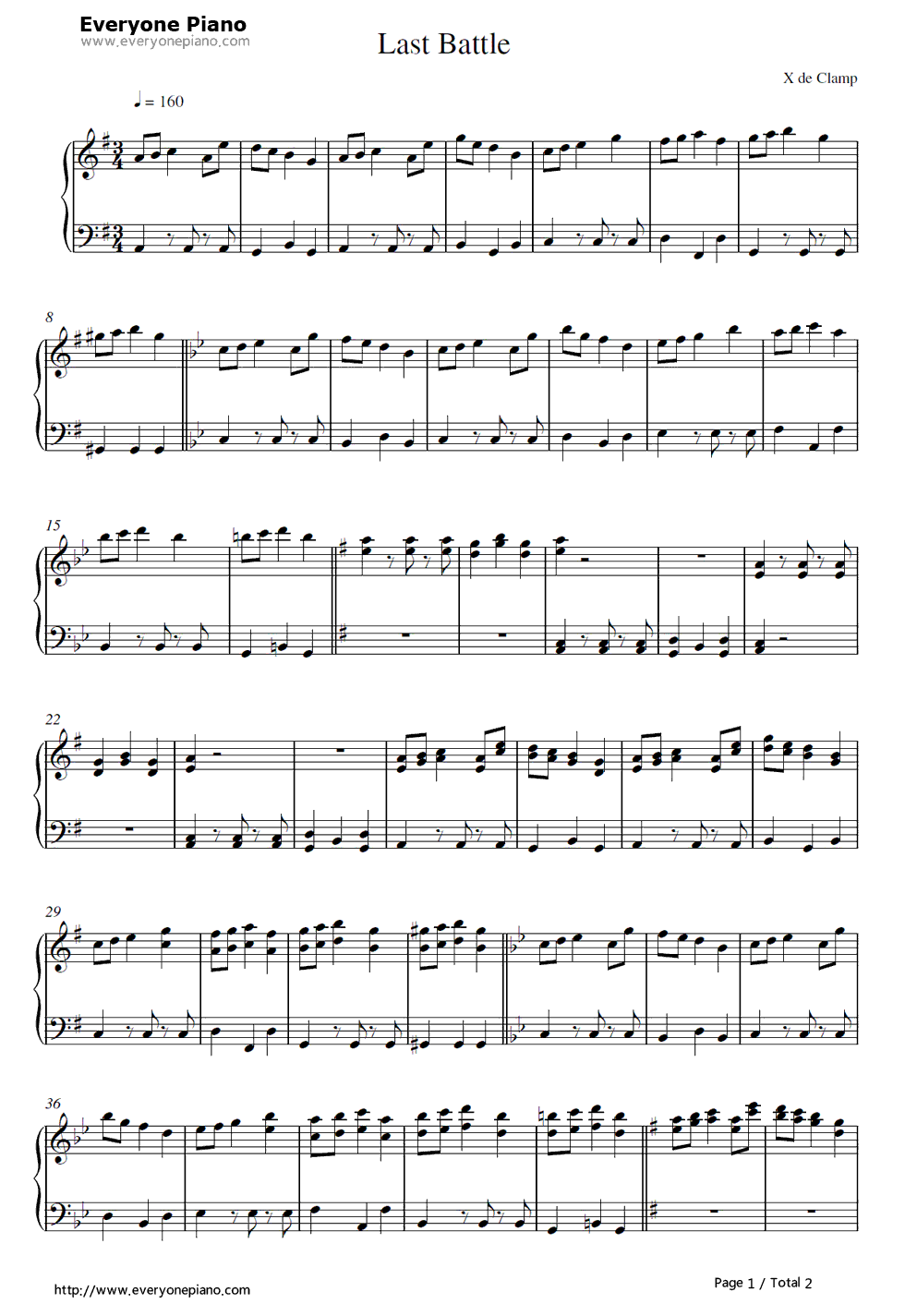 Last_Battle钢琴谱_佐藤直纪