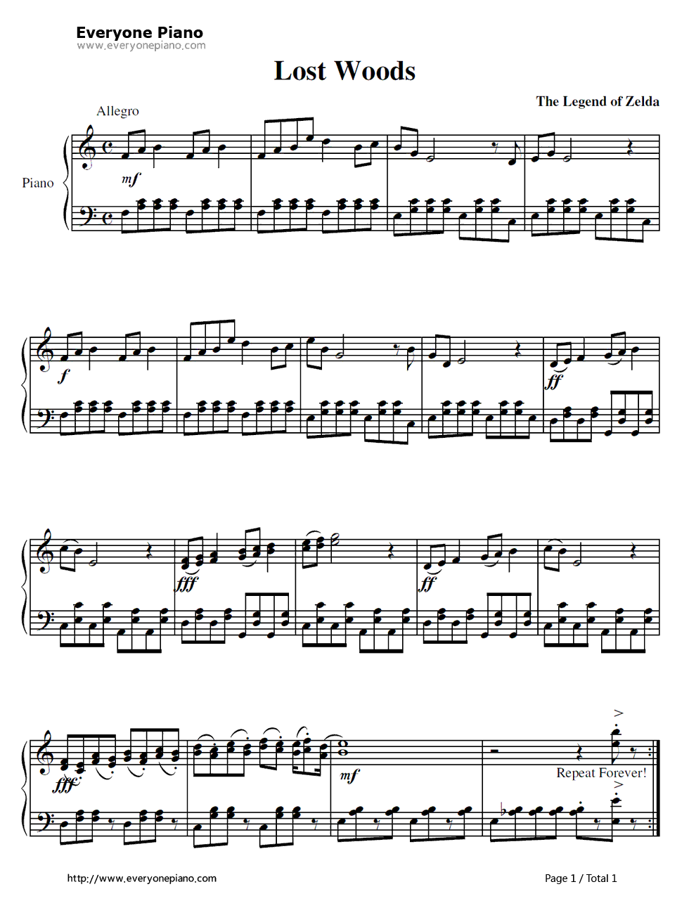 Lost_Woods钢琴谱_近藤浩治